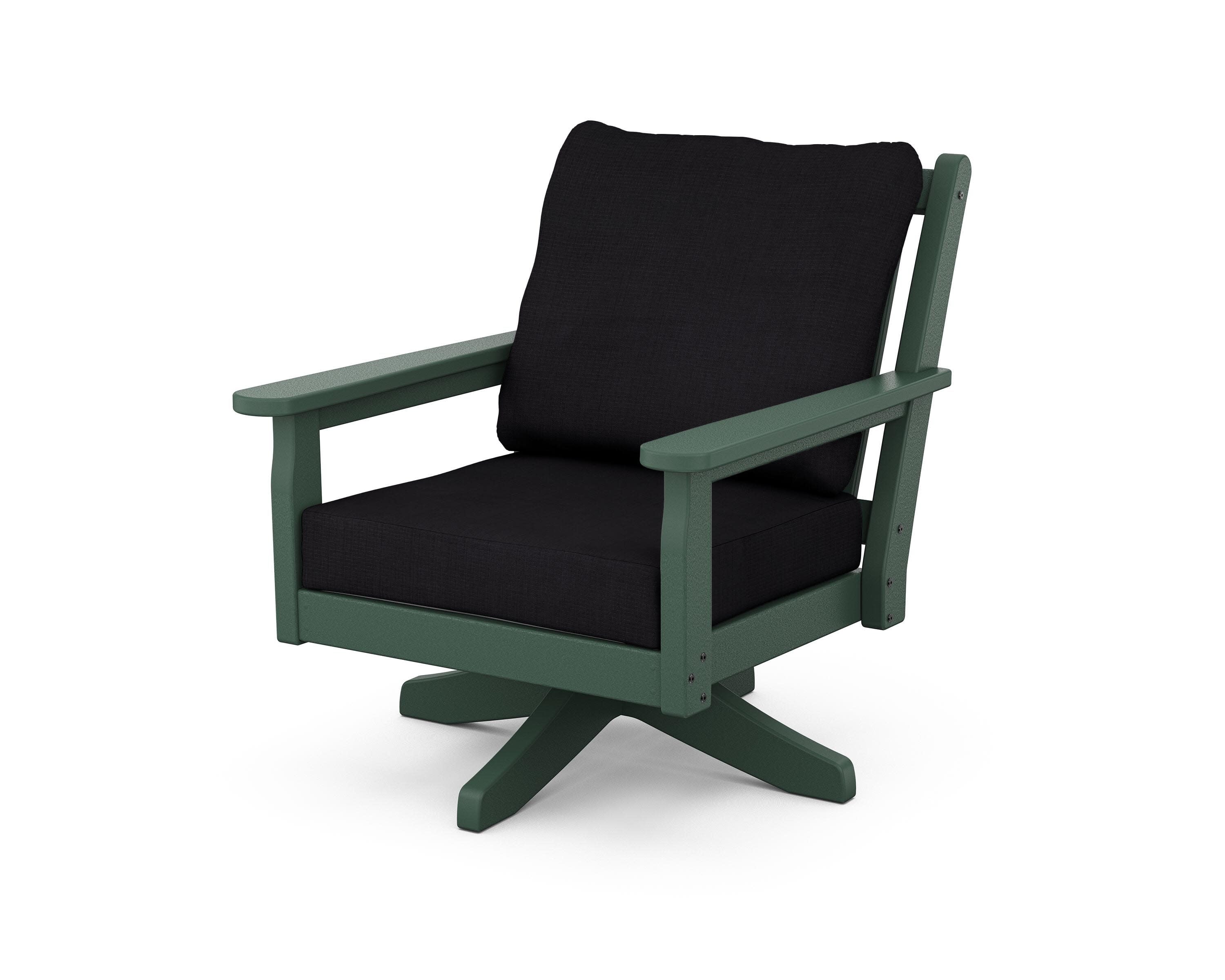 Chippendale Deep Seating Swivel Chair in Green / Midnight Linen