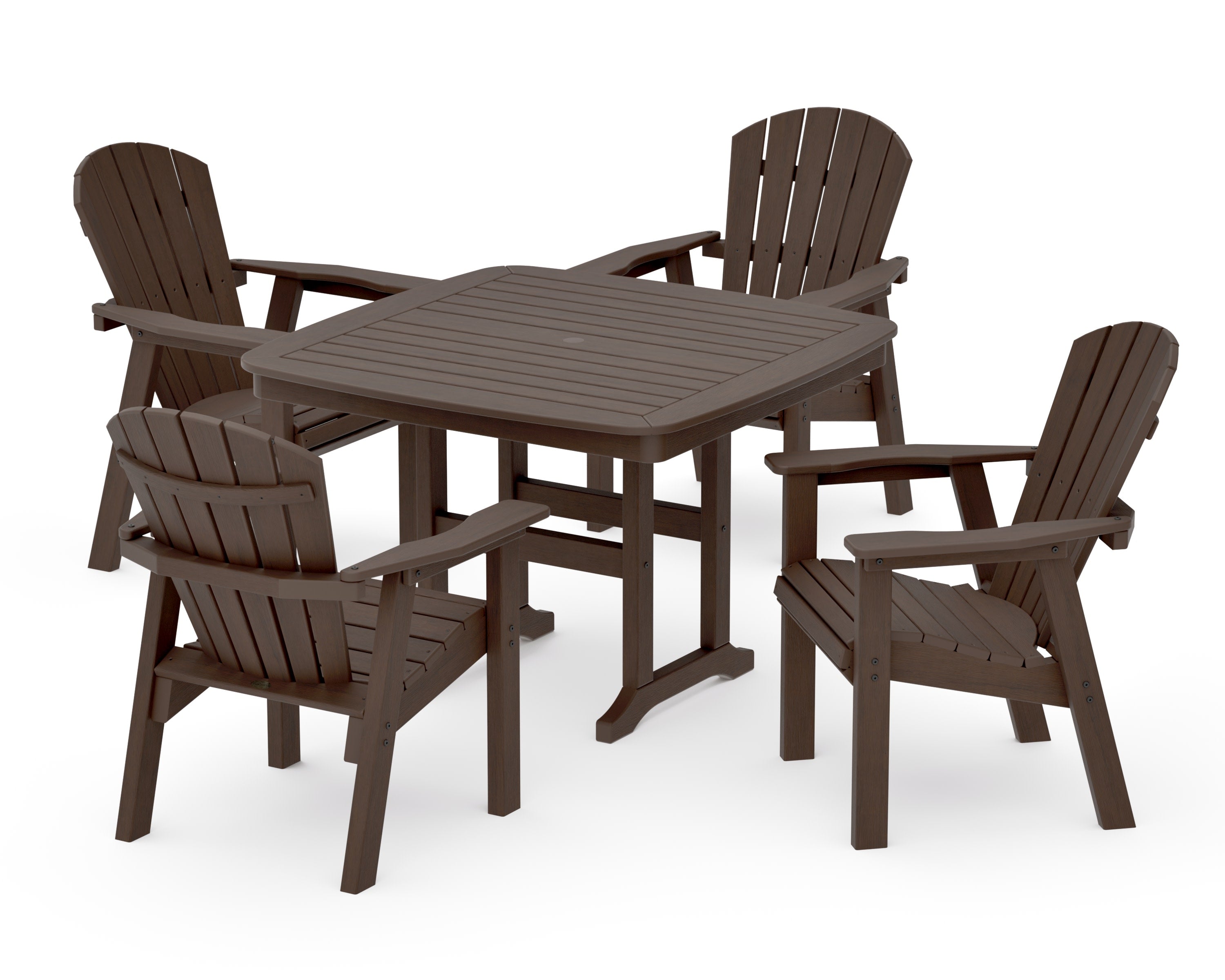 Seashell 5-Piece Dining Set with Trestle Legs in Kona