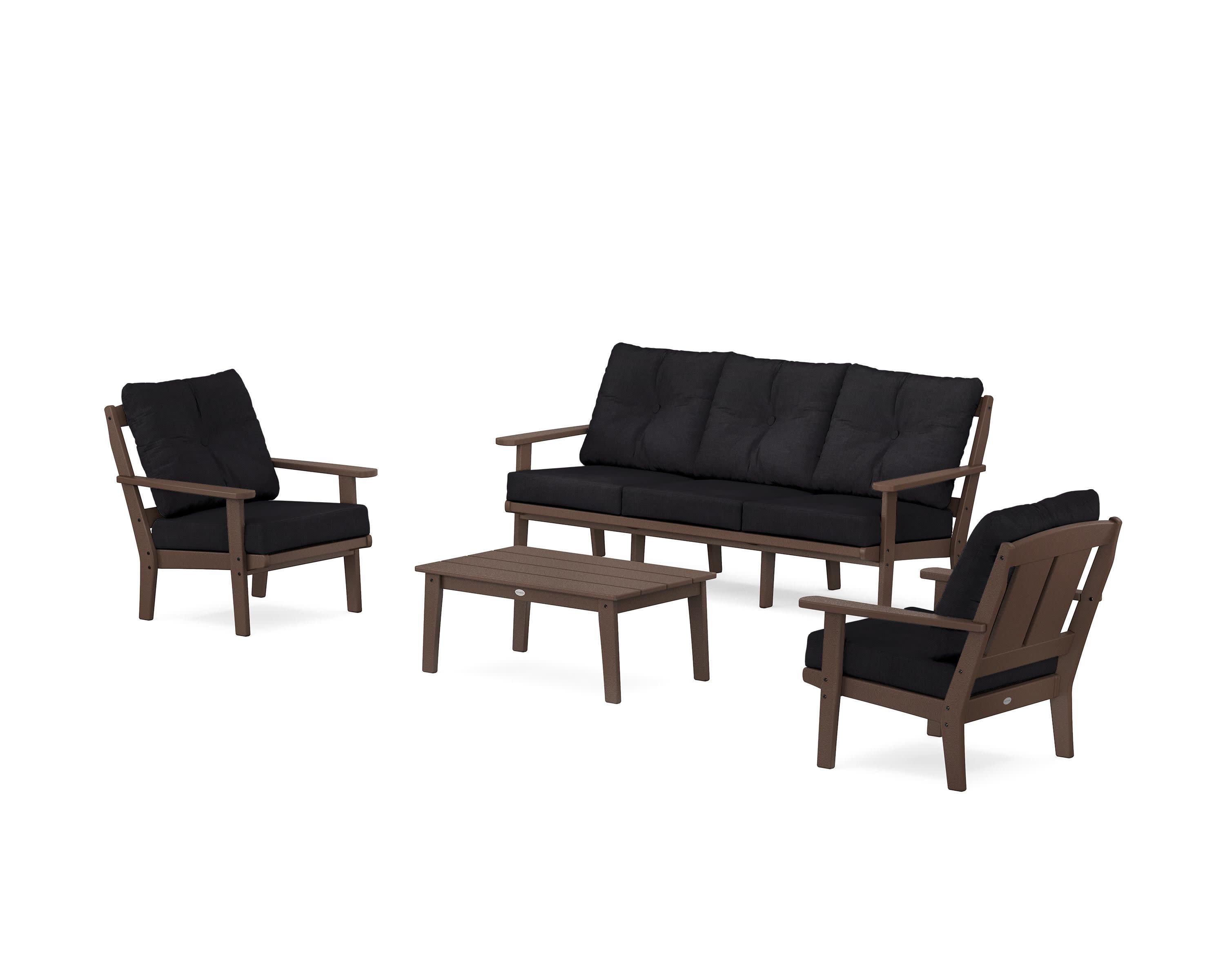 Mission 4-Piece Deep Seating Set with Sofa in Mahogany / Midnight Linen