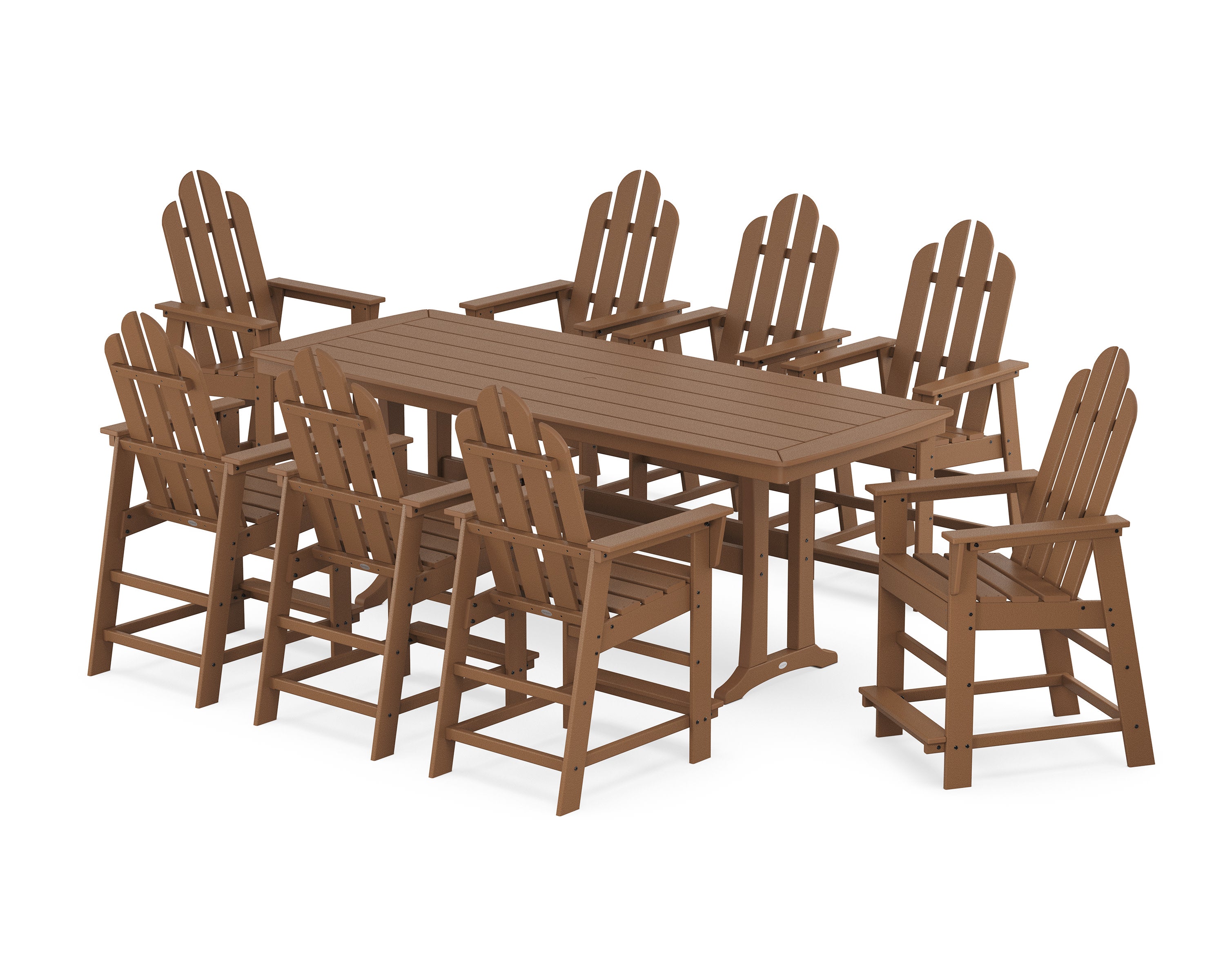 Long Island 9-Piece Counter Set with Trestle Legs in Teak