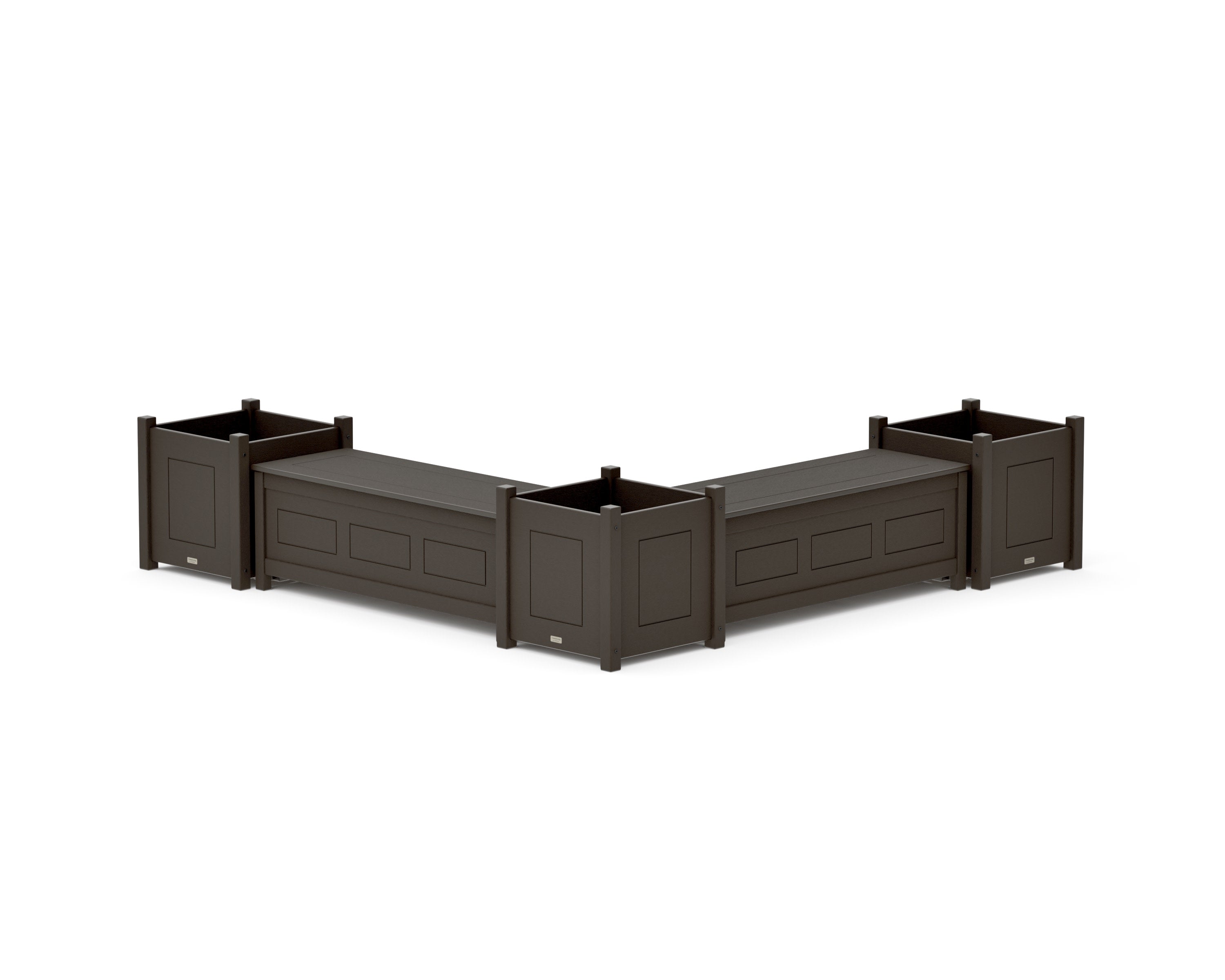 48" Country Living L- Shaped Planter Storage Bench Corner Set- Large in Vintage Coffee
