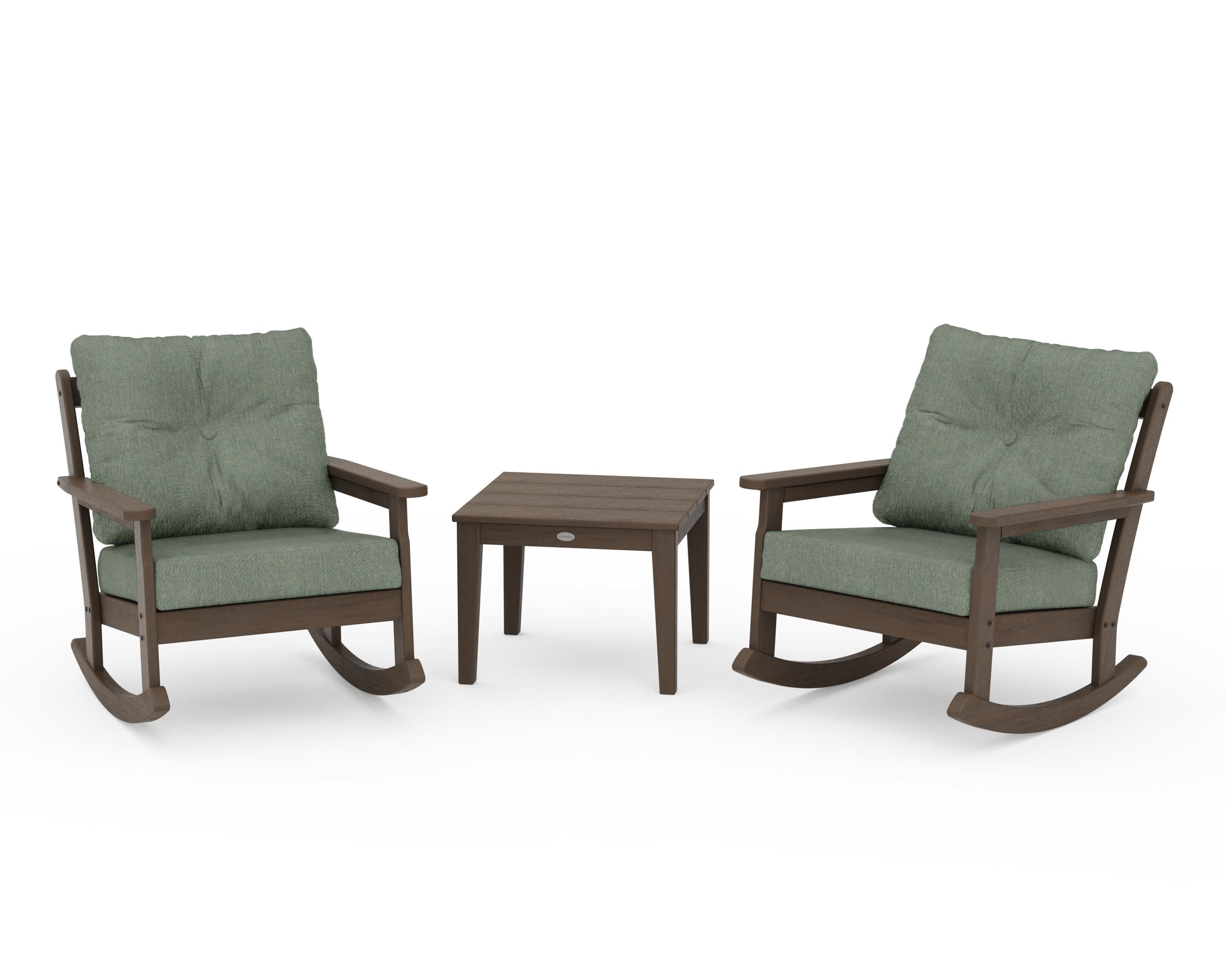 Vineyard 3-Piece Deep Seating Rocker Set in Kona / Cast Sage