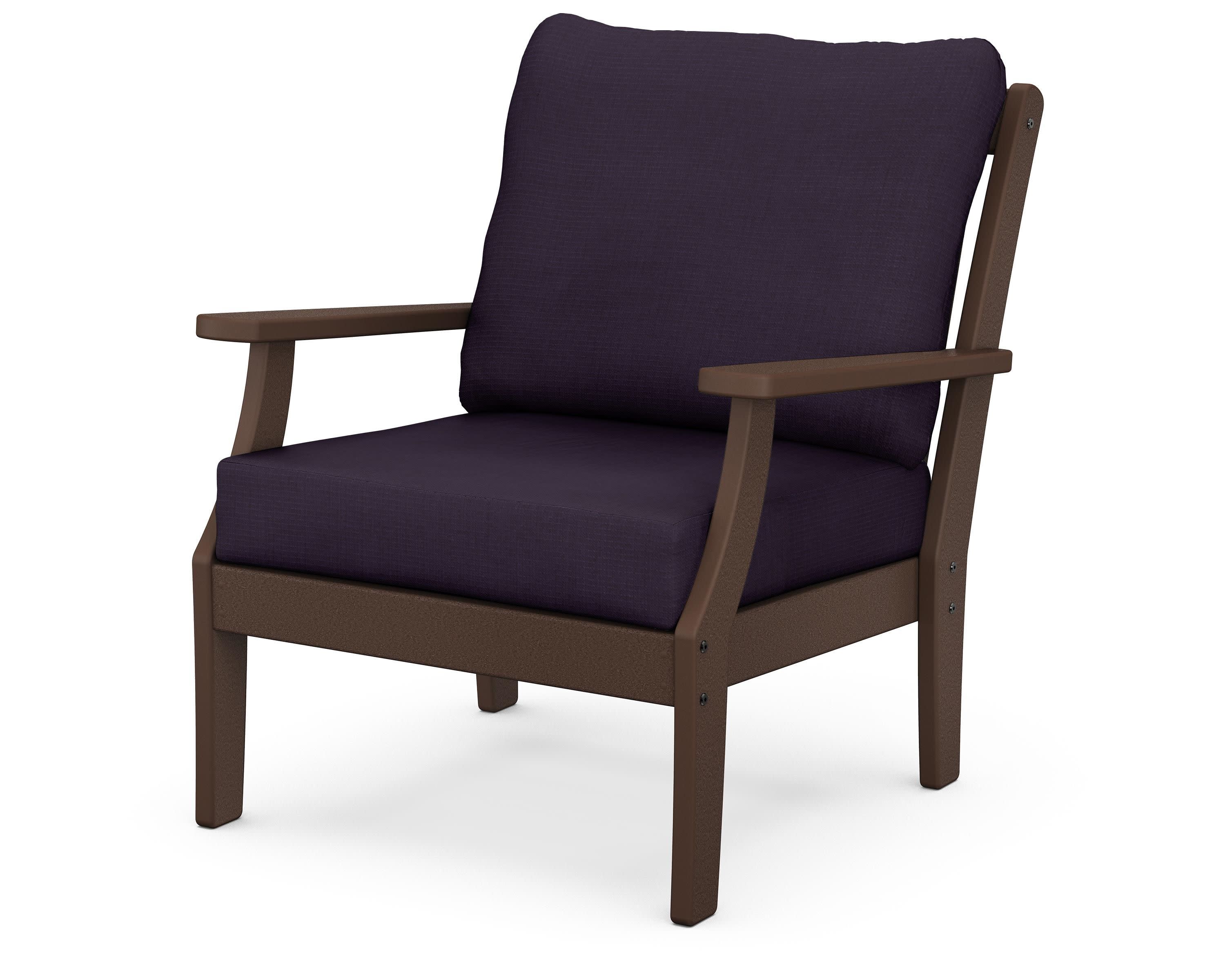 Braxton Deep Seating Chair in Mahogany / Navy Linen