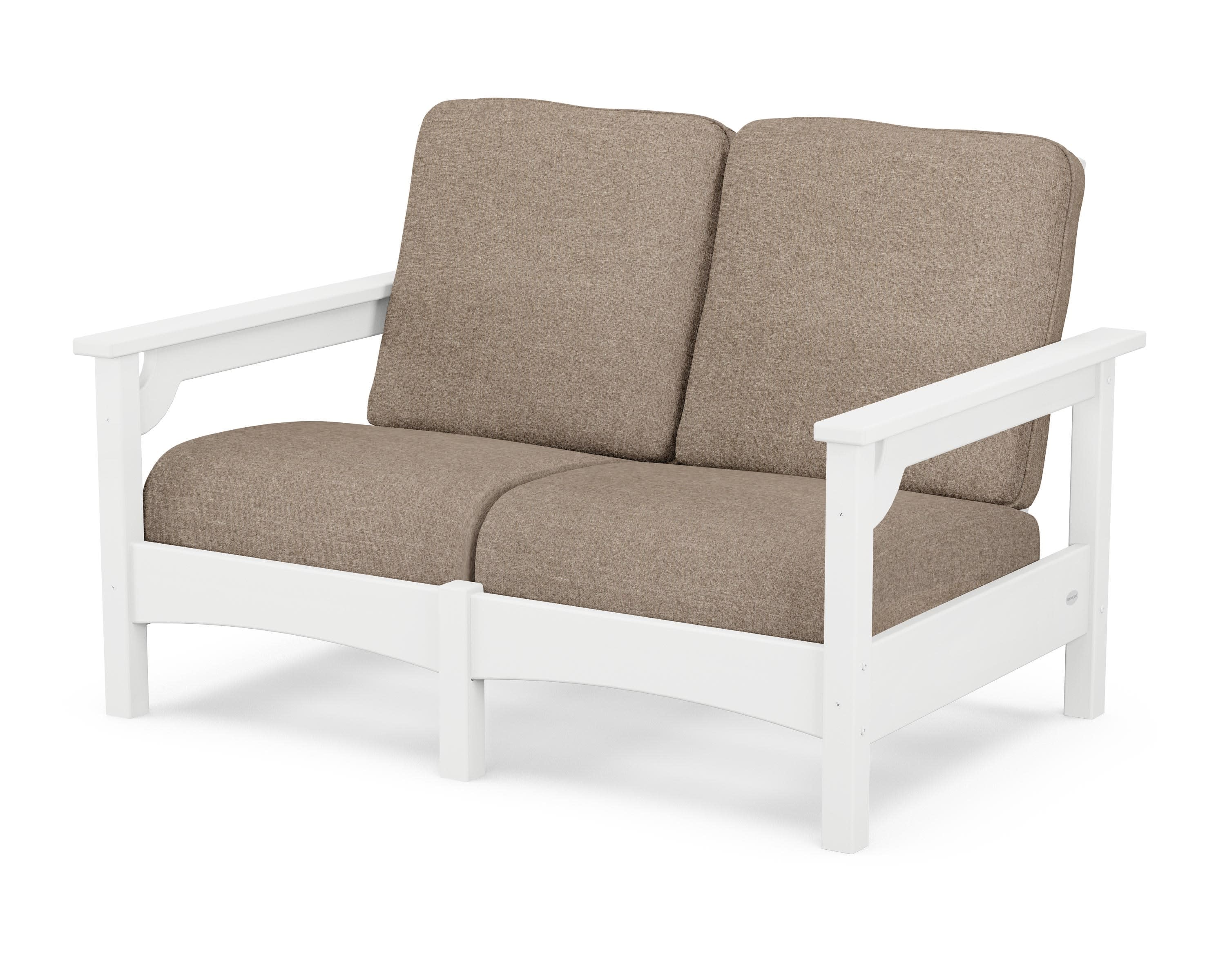 Club Loveseat in White / Spiced Burlap