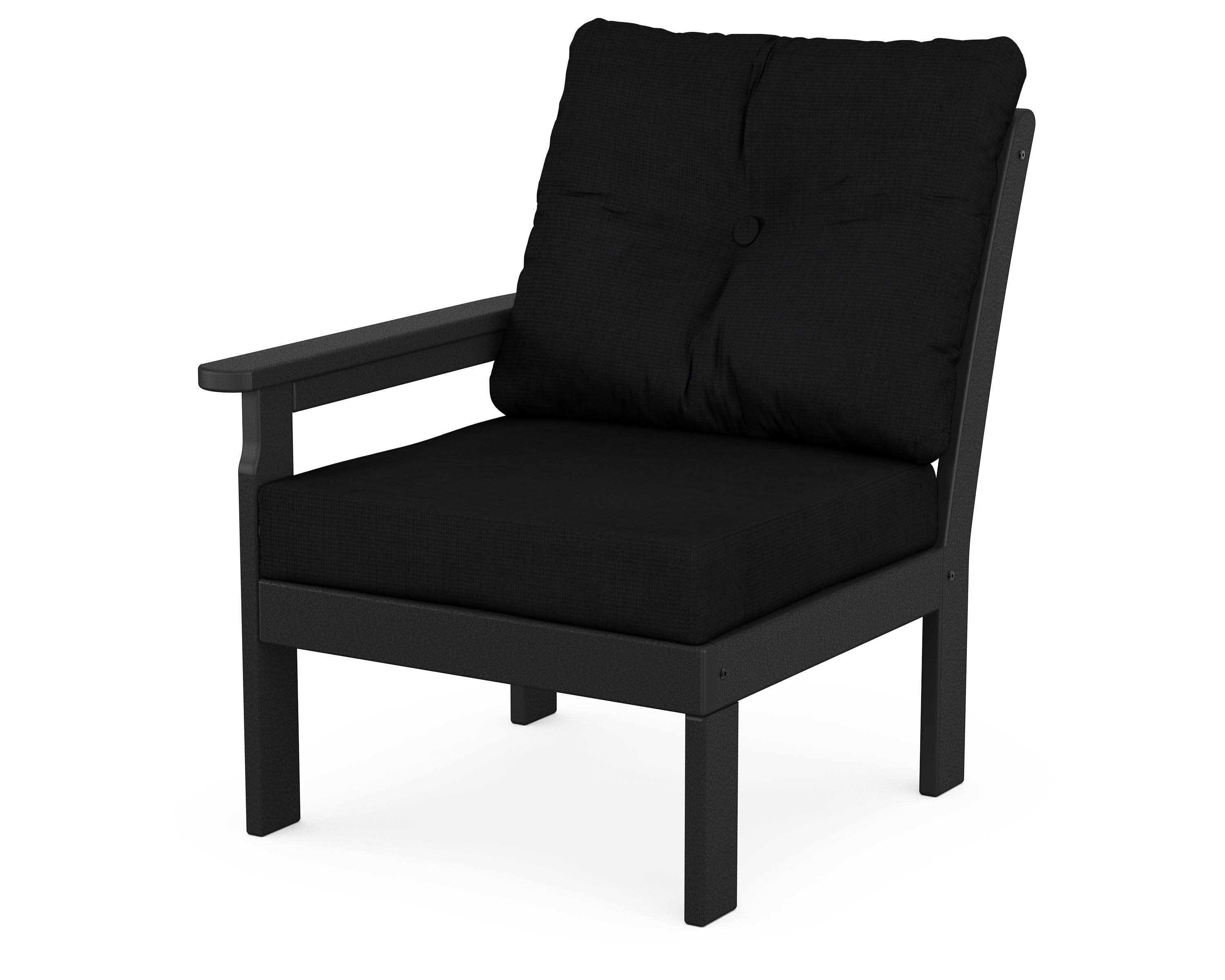 Vineyard Modular Left Arm Chair in Black / Midnight Linen