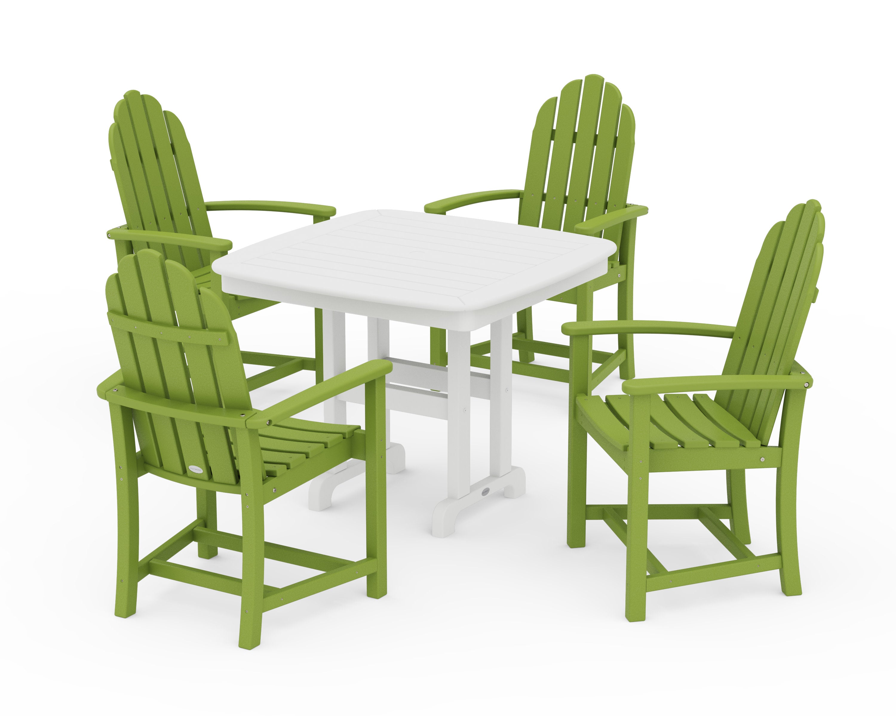 Classic Adirondack 5-Piece Dining Set in Lime / White