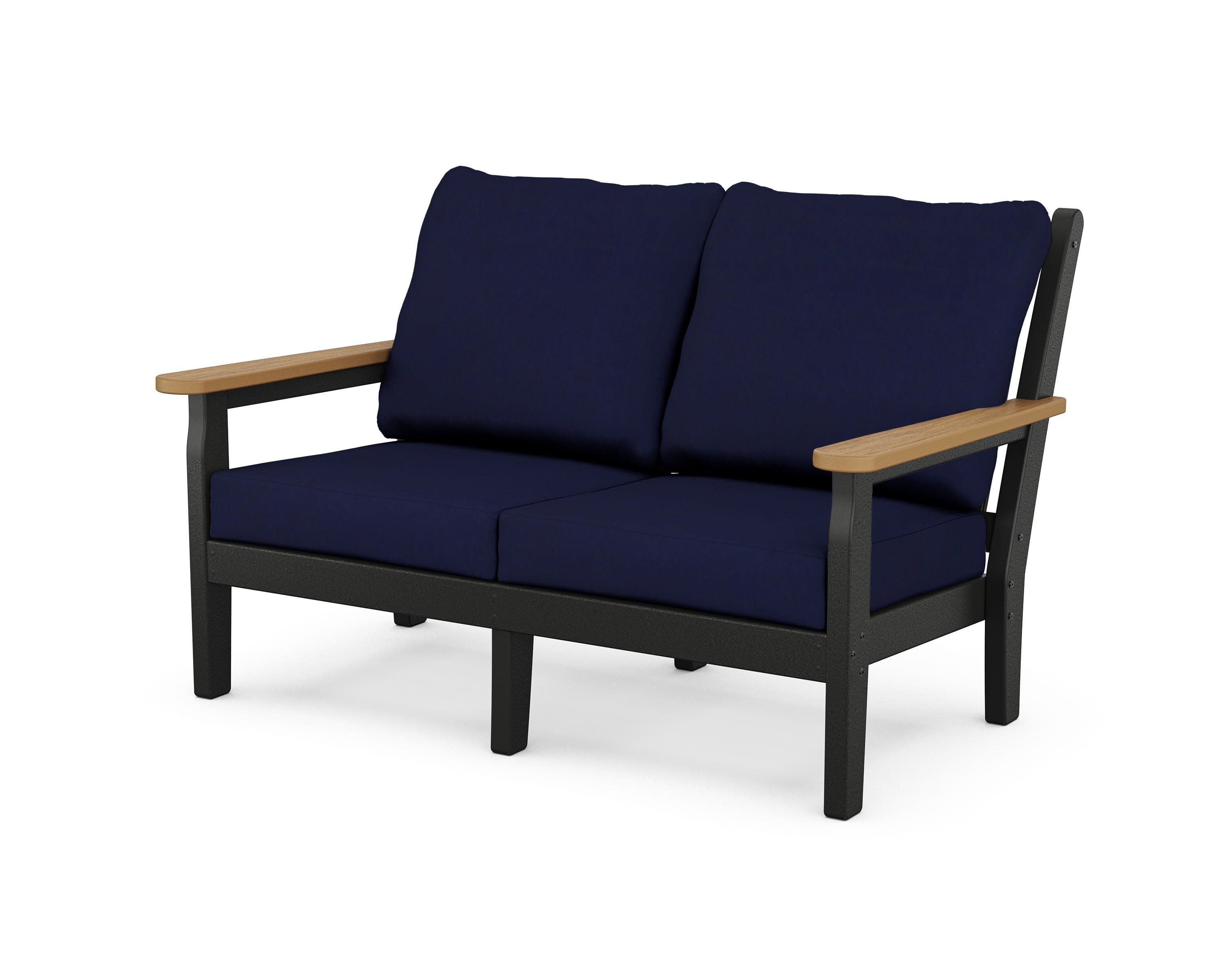 Chippendale Deep Seating Loveseat in Black / Natural / Navy