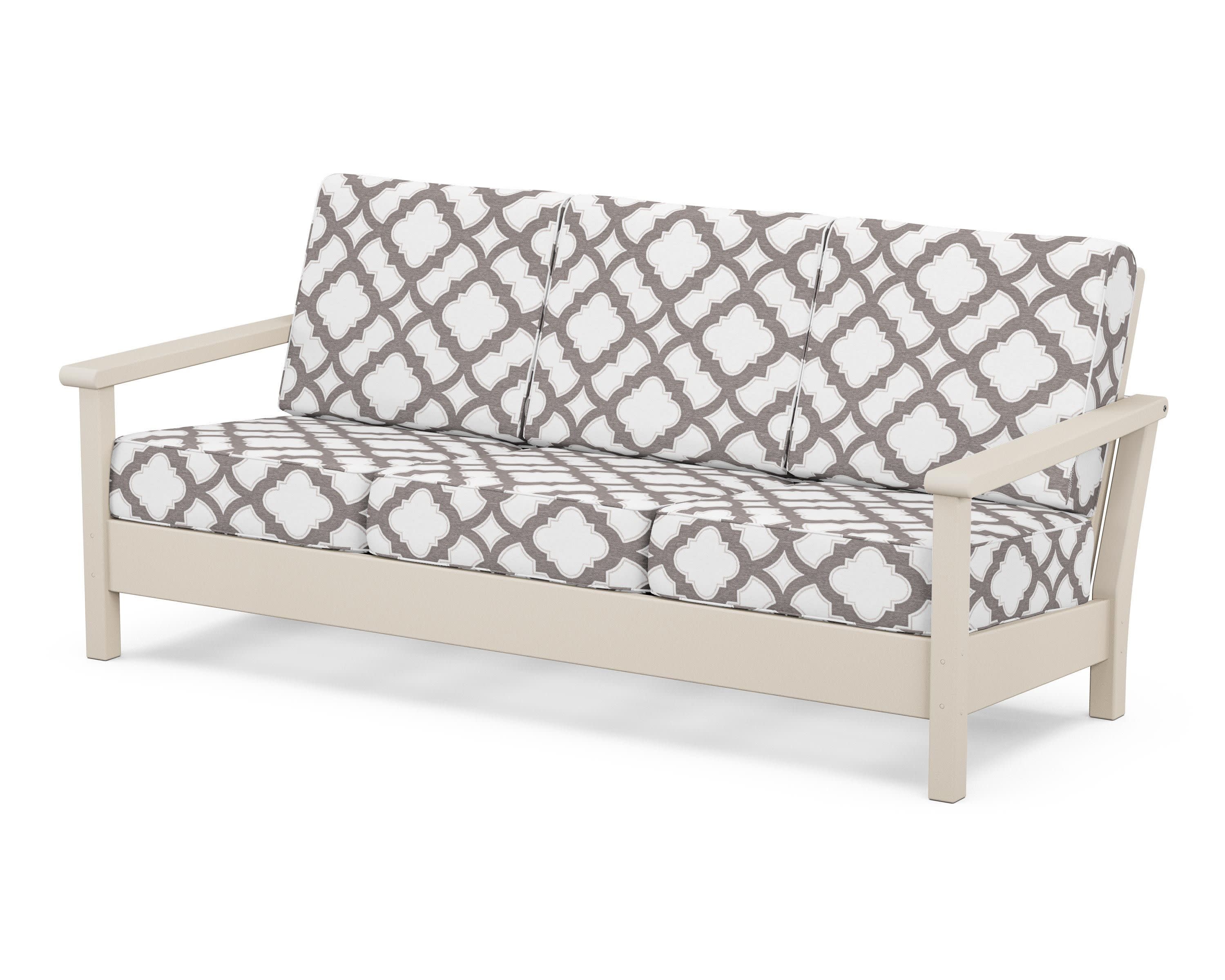Harbour Deep Seating Sofa in Sand / Trellis Grey Mist