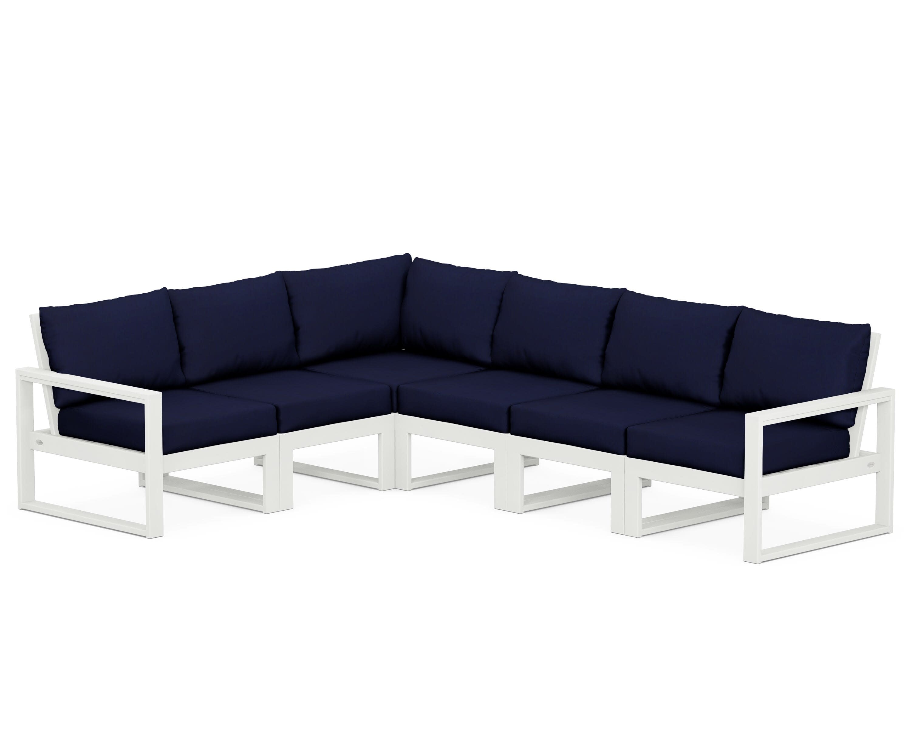 EDGE 6-Piece Modular Deep Seating Set in Vintage White / Navy