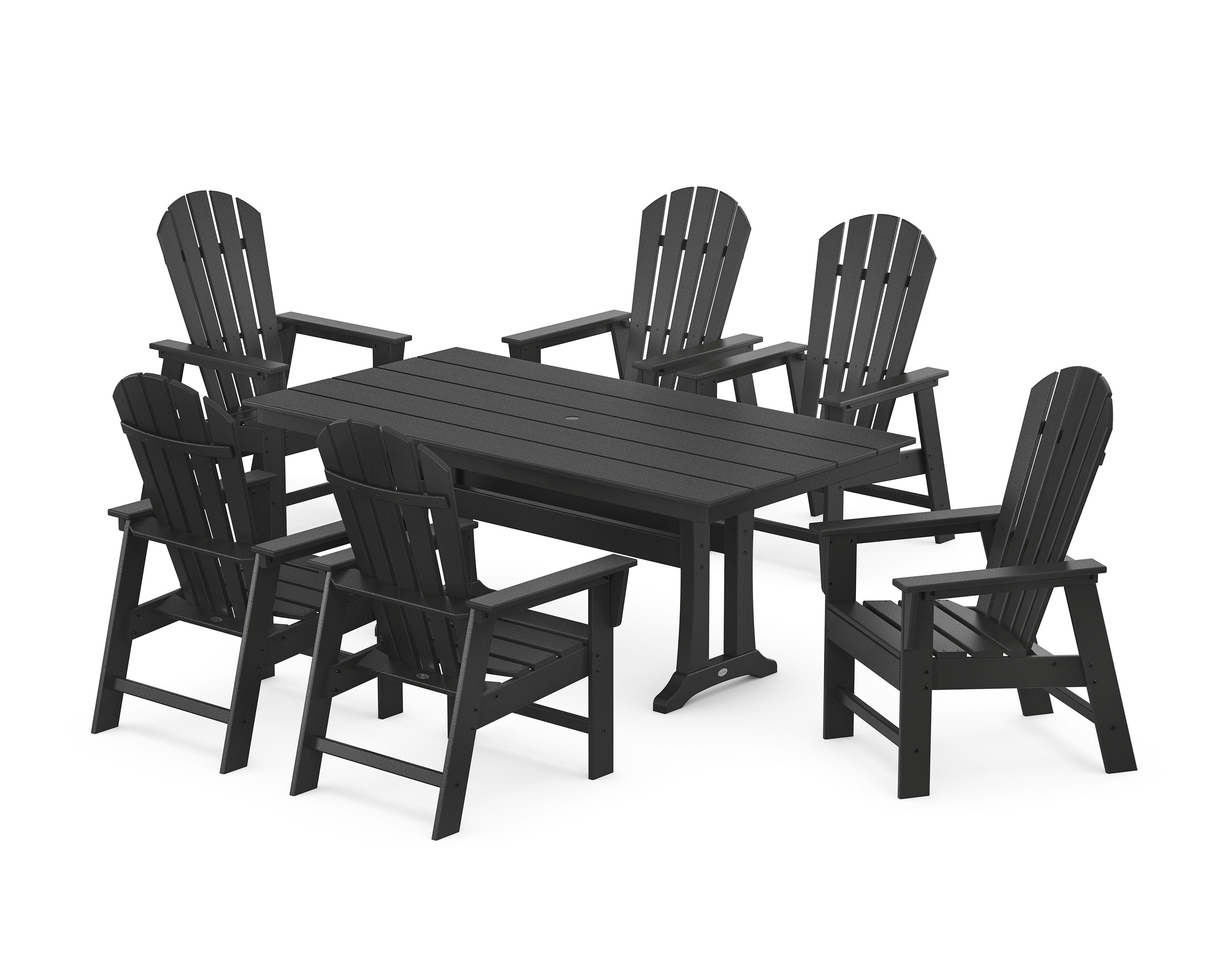 South Beach 7-Piece Farmhouse Dining Set with Trestle Legs in Black