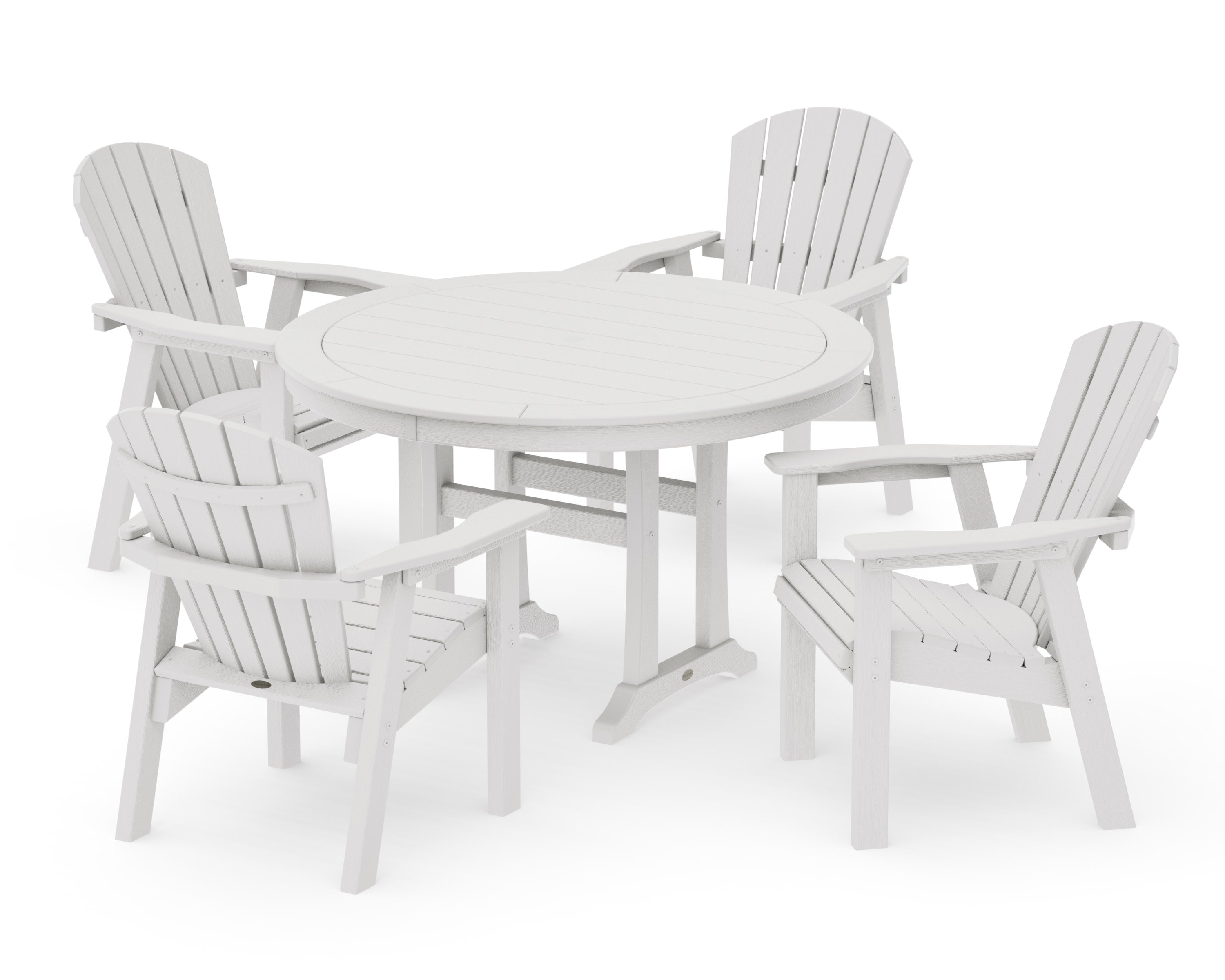 Seashell 5-Piece Round Dining Set with Trestle Legs in Vintage White