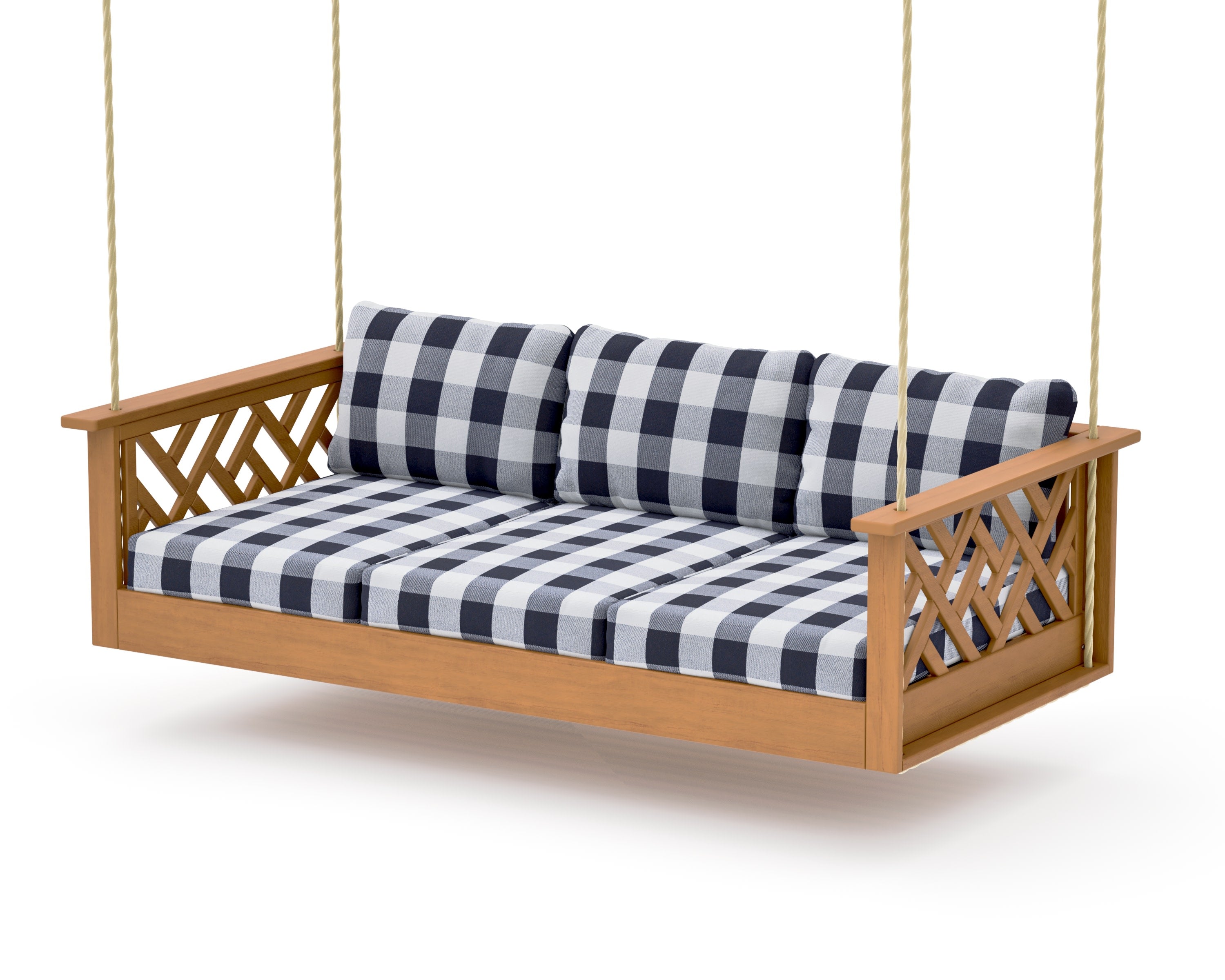 Chippendale Daybed Swing in Natural / Buffalo Plaid Navy