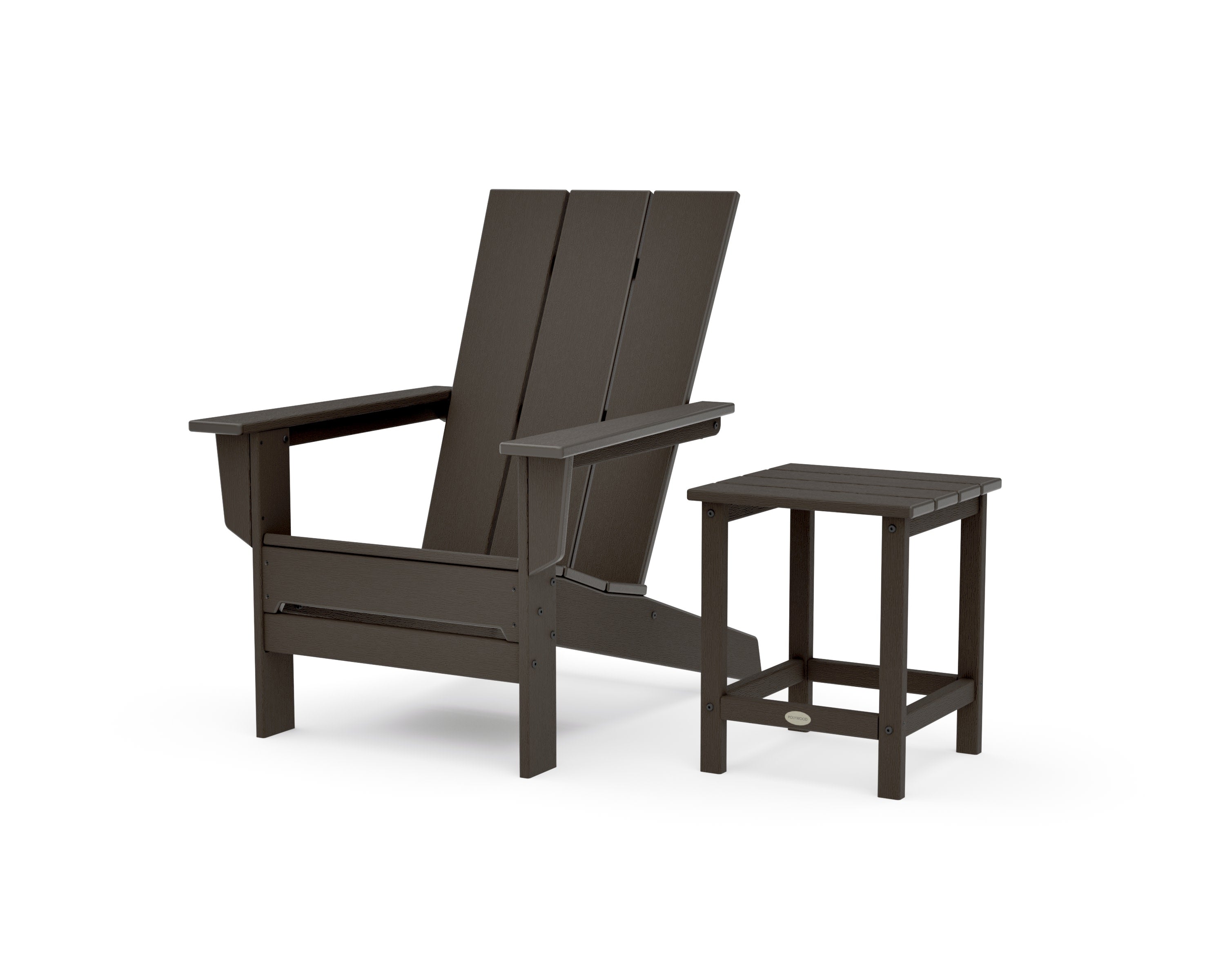 Modern Studio Adirondack Chair with Side Table in Vintage Coffee