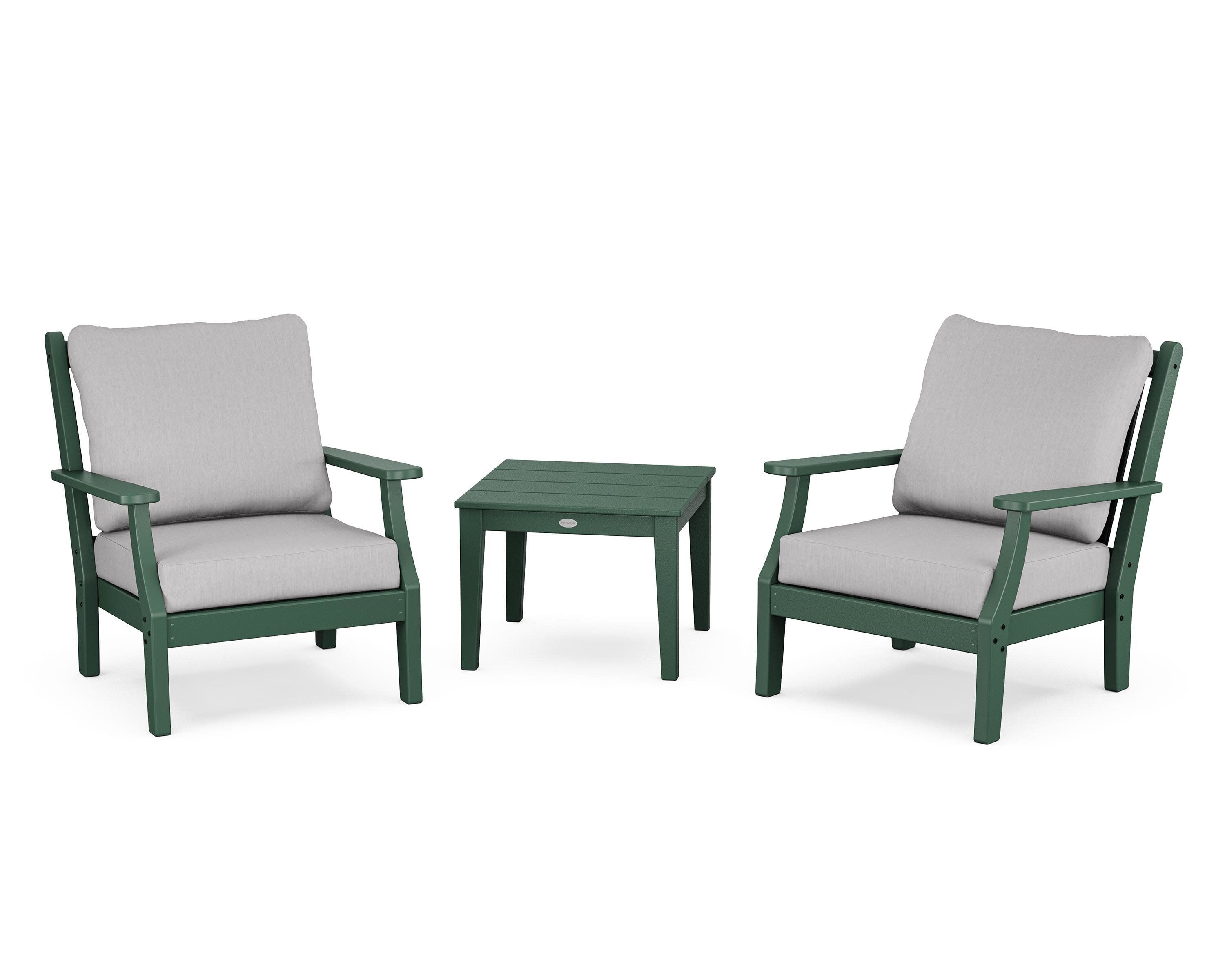 Wovendale 3-Piece Deep Seating Set in Green / Granite
