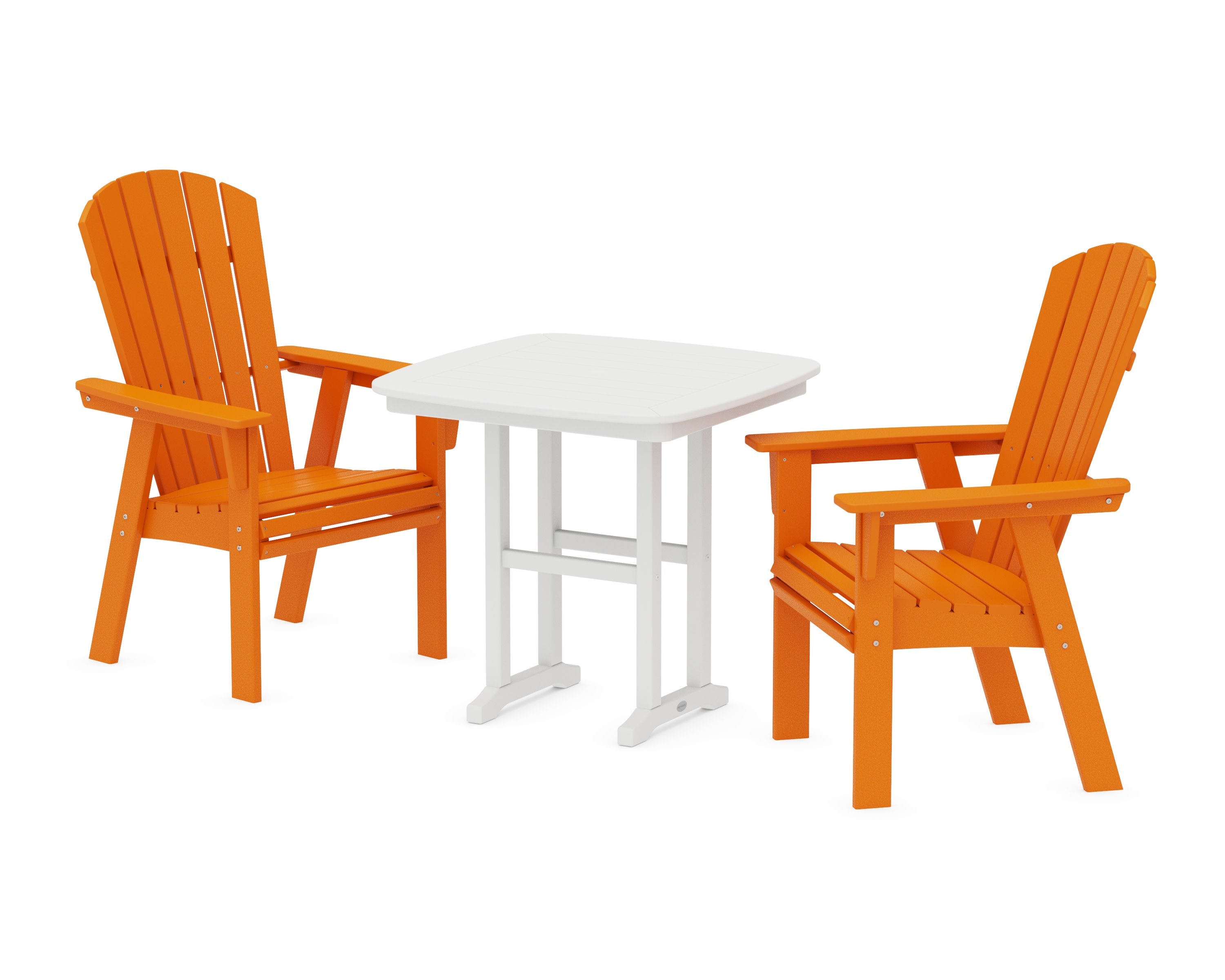 Nautical Adirondack 3-Piece Dining Set in Tangerine / White