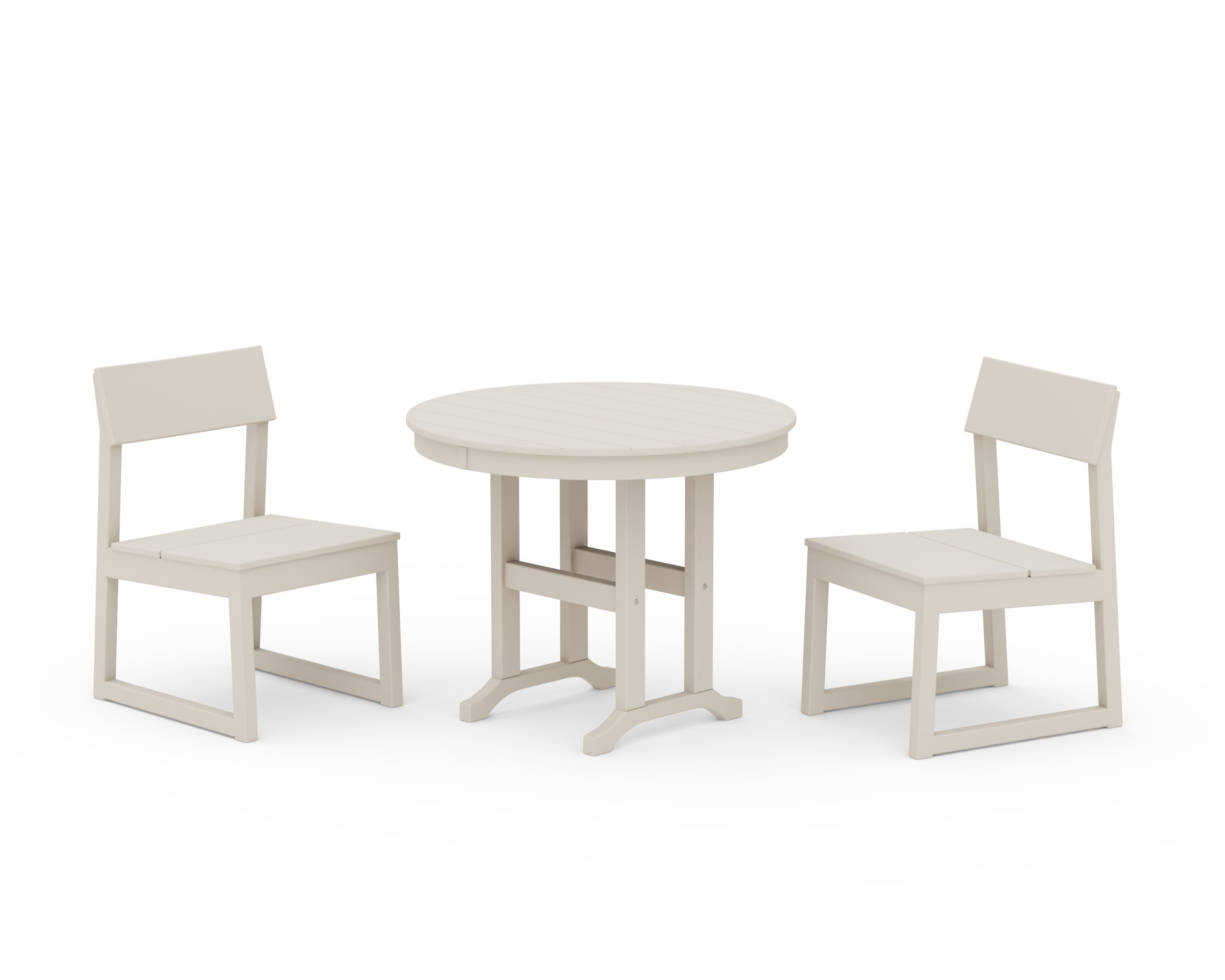 EDGE Side Chair 3-Piece Round Dining Set in Sand