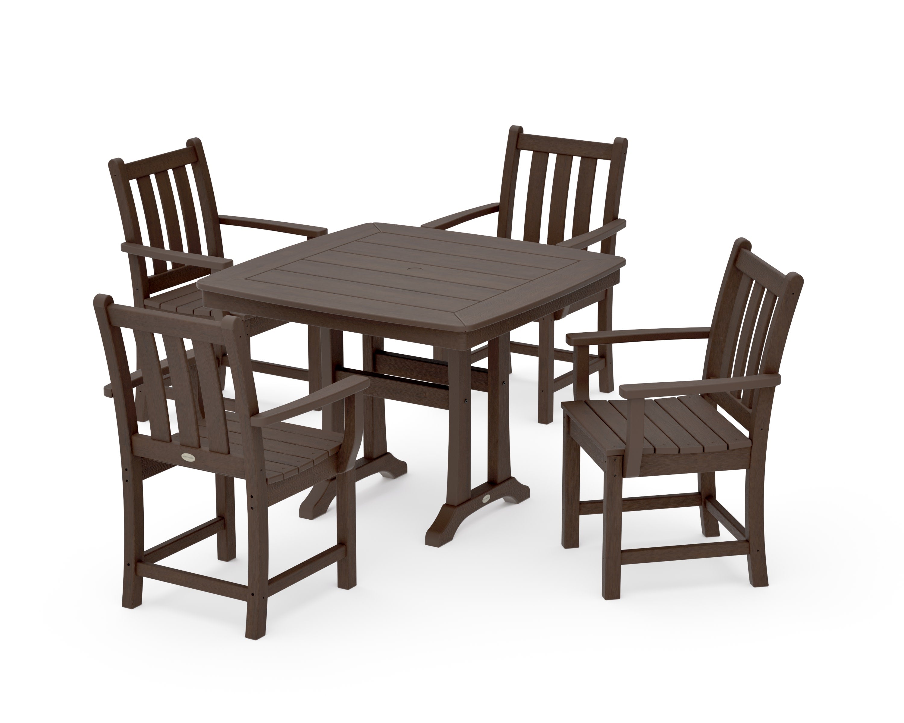 Traditional Garden 5-Piece Dining Set with Trestle Legs in Kona