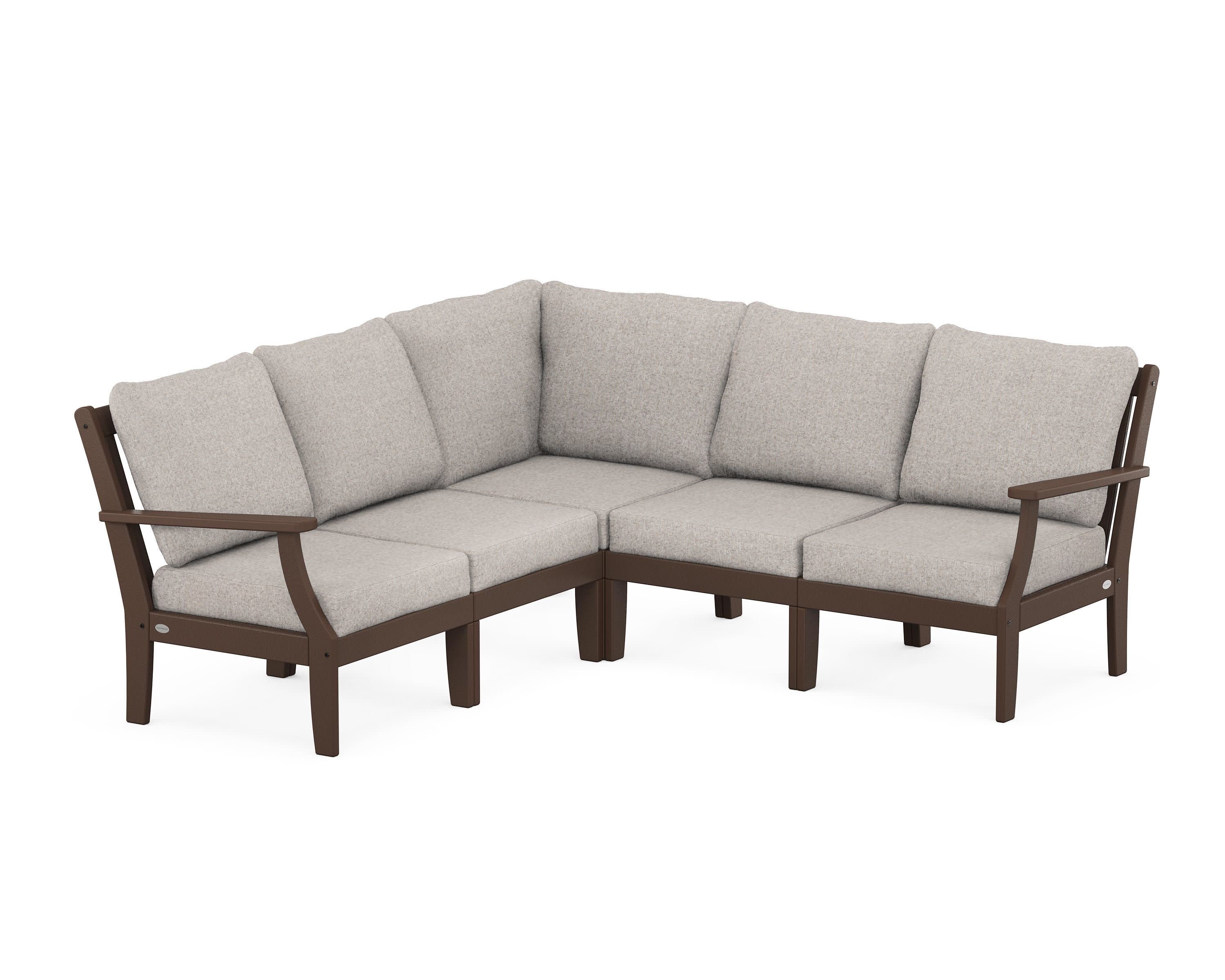 Braxton Modular 5-Piece Deep Seating Set in Mahogany / Weathered Tweed