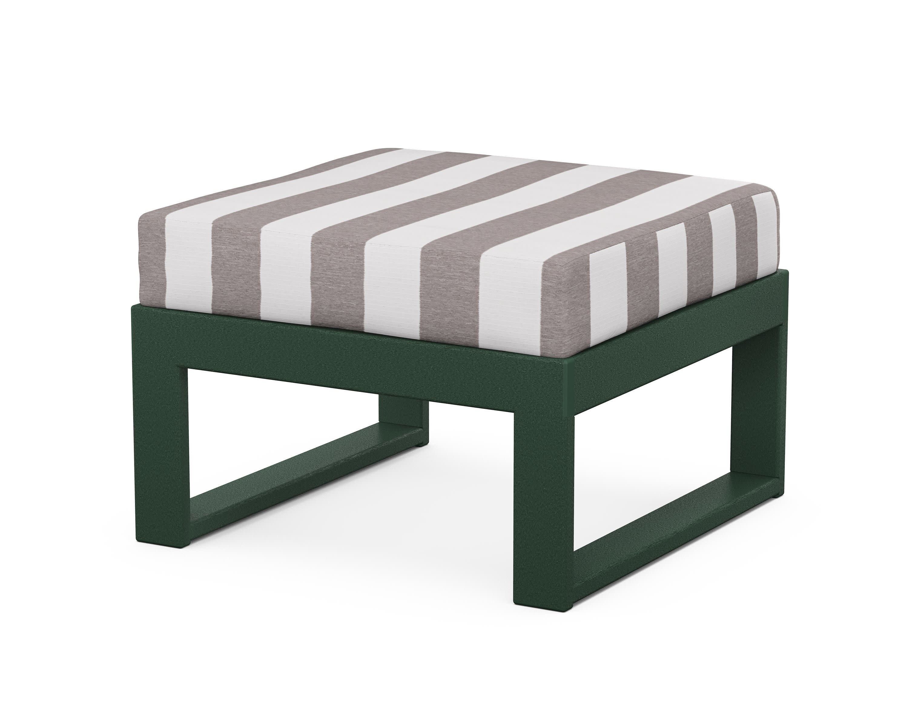 Modular Ottoman - Modern in Green / Cabana Stripe Grey Mist