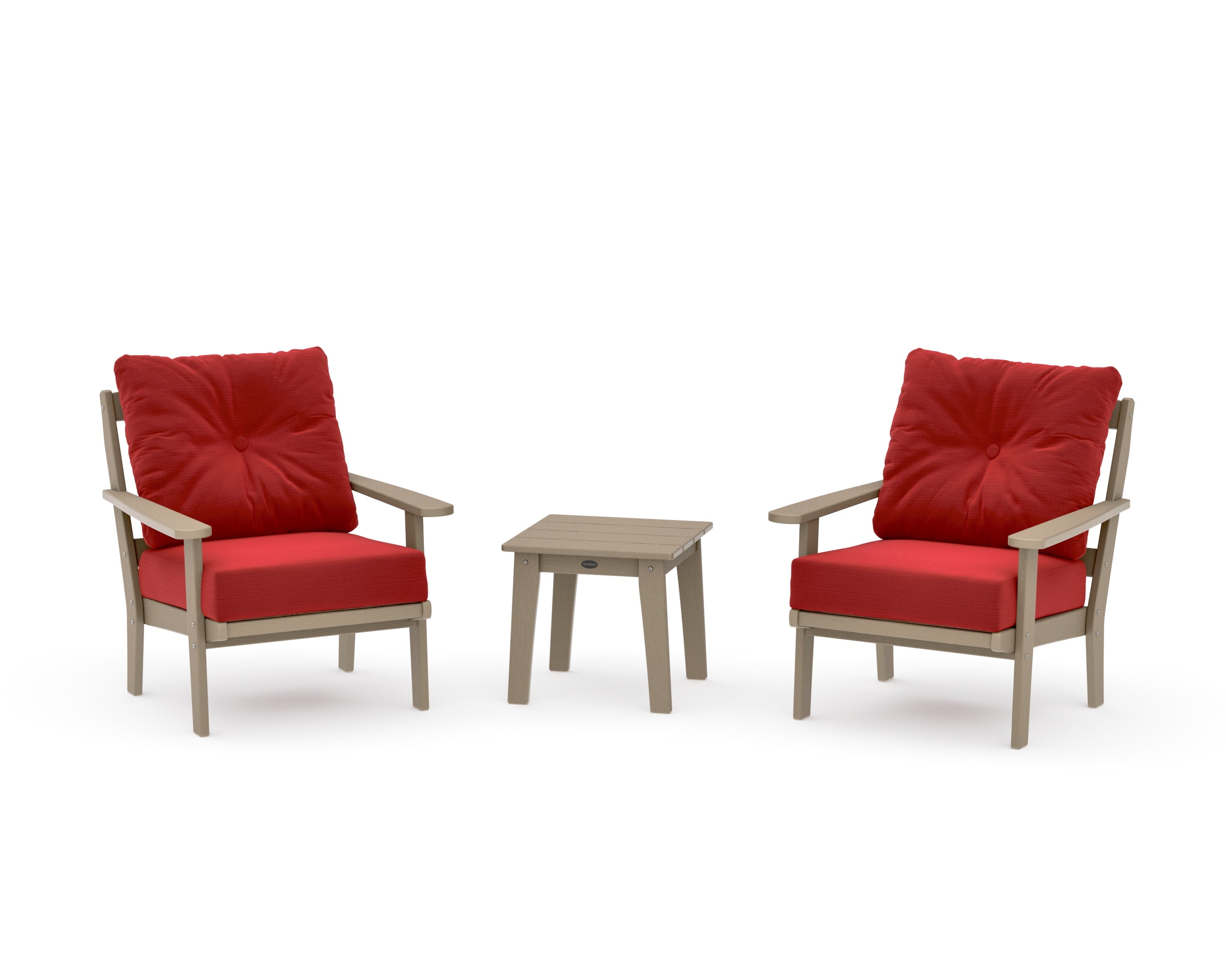 Mission 3-Piece Deep Seating Set in Vintage Sahara / Crimson Linen