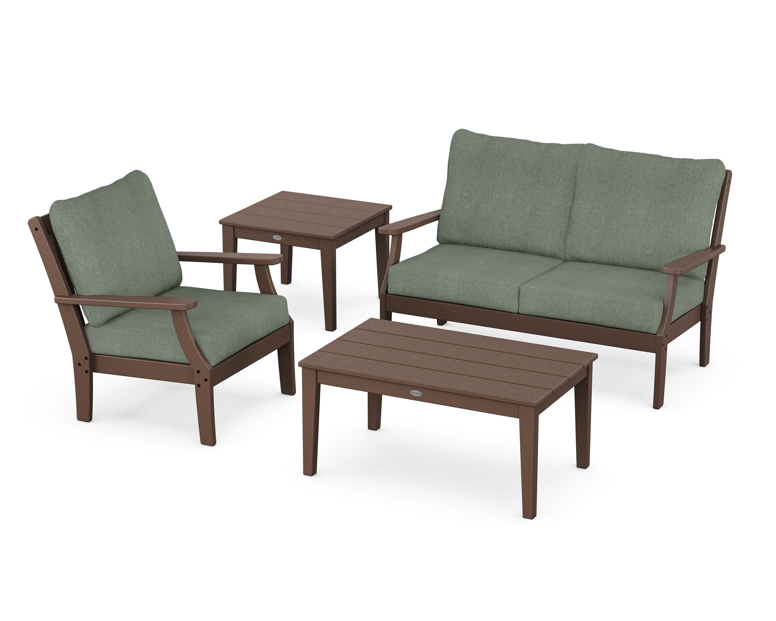 Braxton 4-Piece Deep Seating Set in Mahogany / Cast Sage