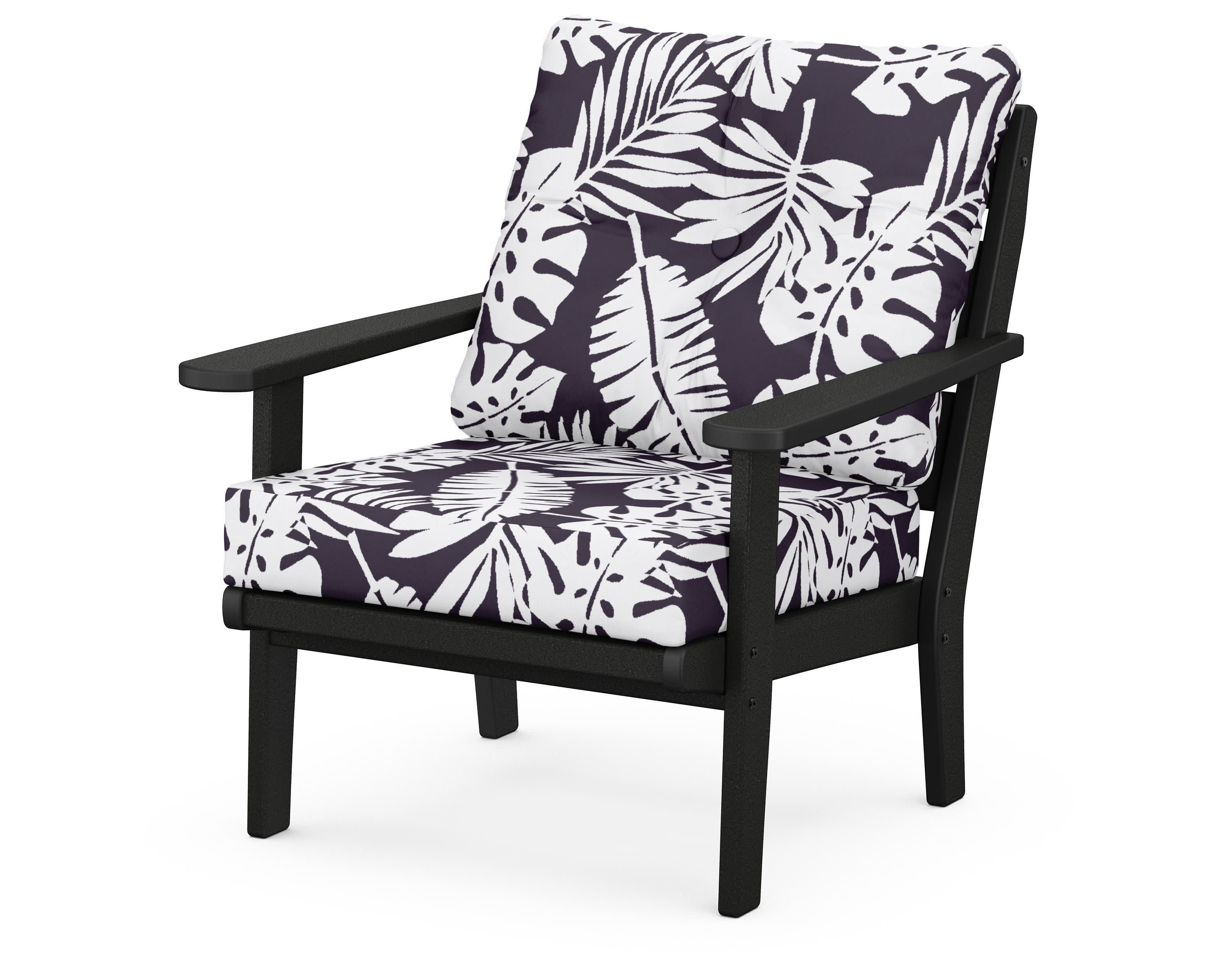 Lakeside Deep Seating Chair in Black / Leaf Navy