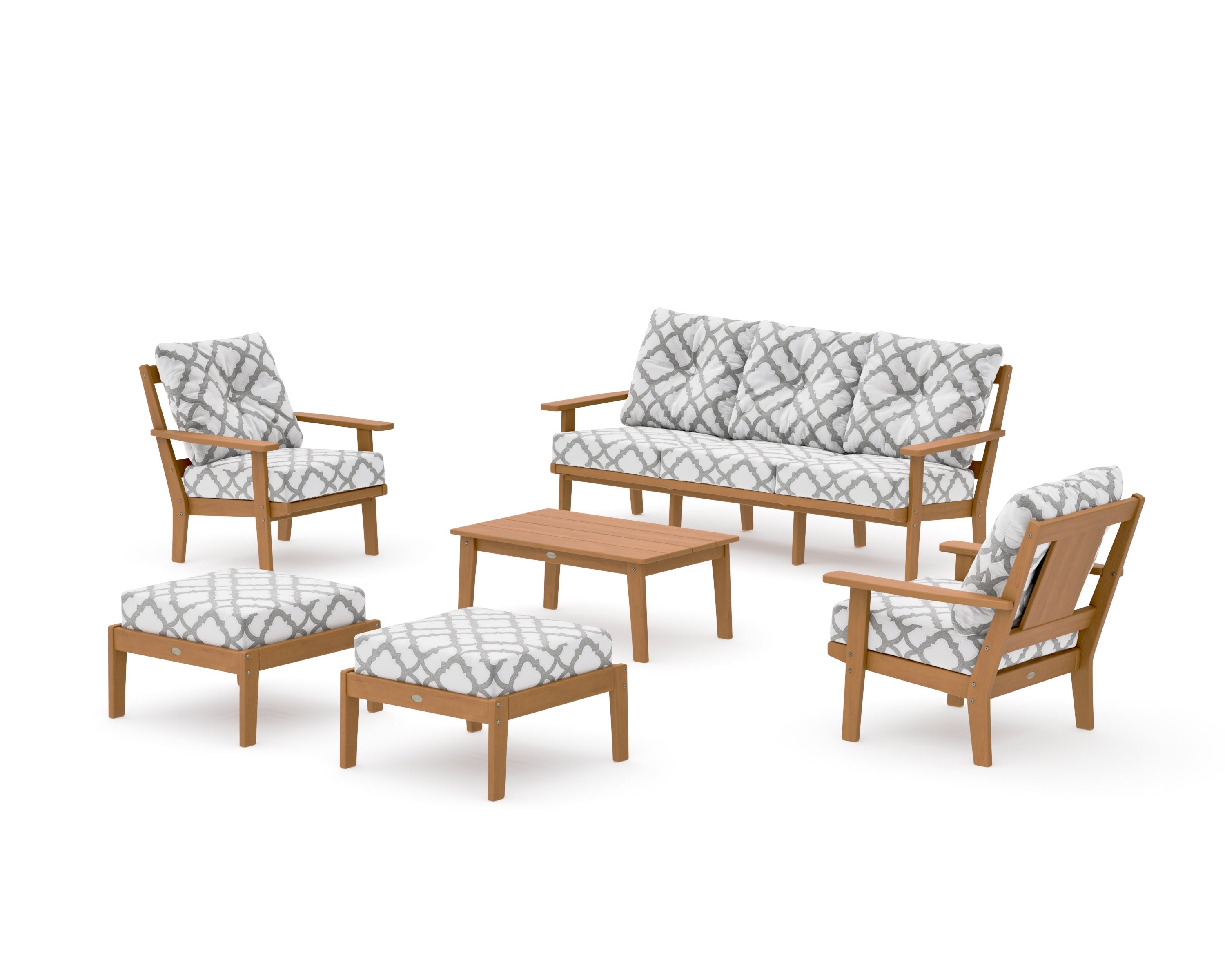Prairie 6-Piece Lounge Sofa Set in Natural / Trellis Grey Mist