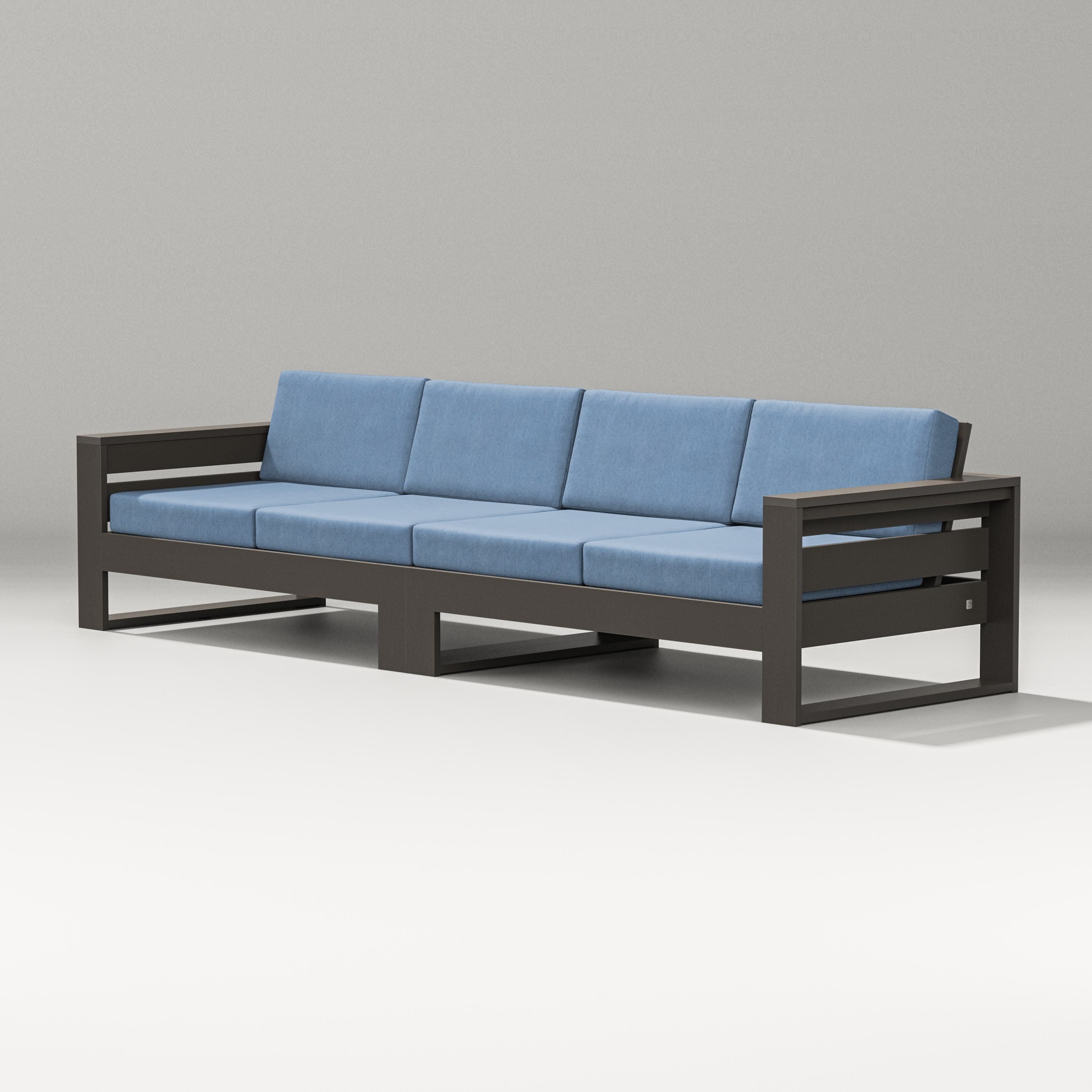 Latitude Straight Sectional in Vintage Coffee / Sky Blue