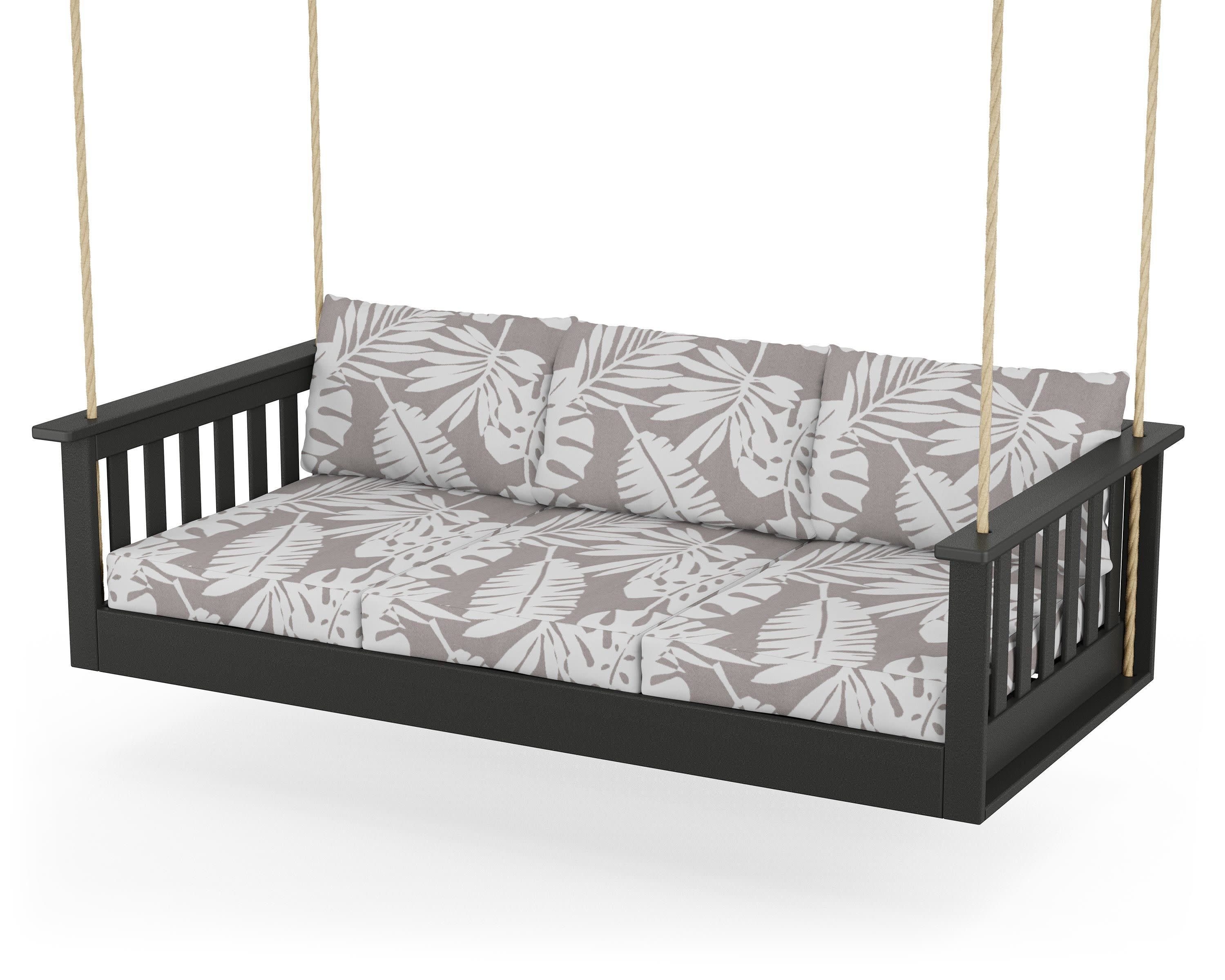 Vineyard Daybed Swing in Black / Leaf Grey Mist