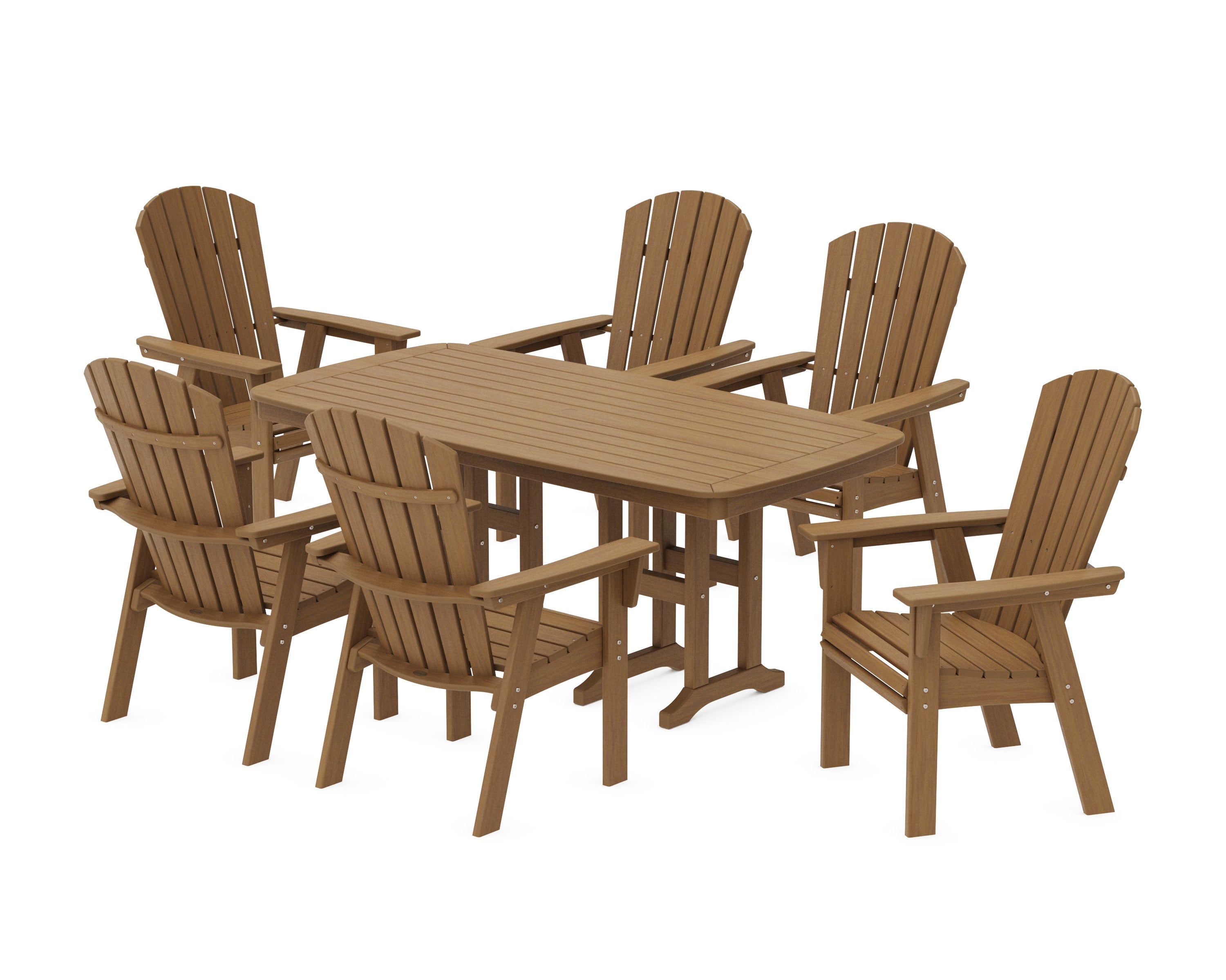 Nautical Curveback Adirondack 7-Piece Dining Set in Natural