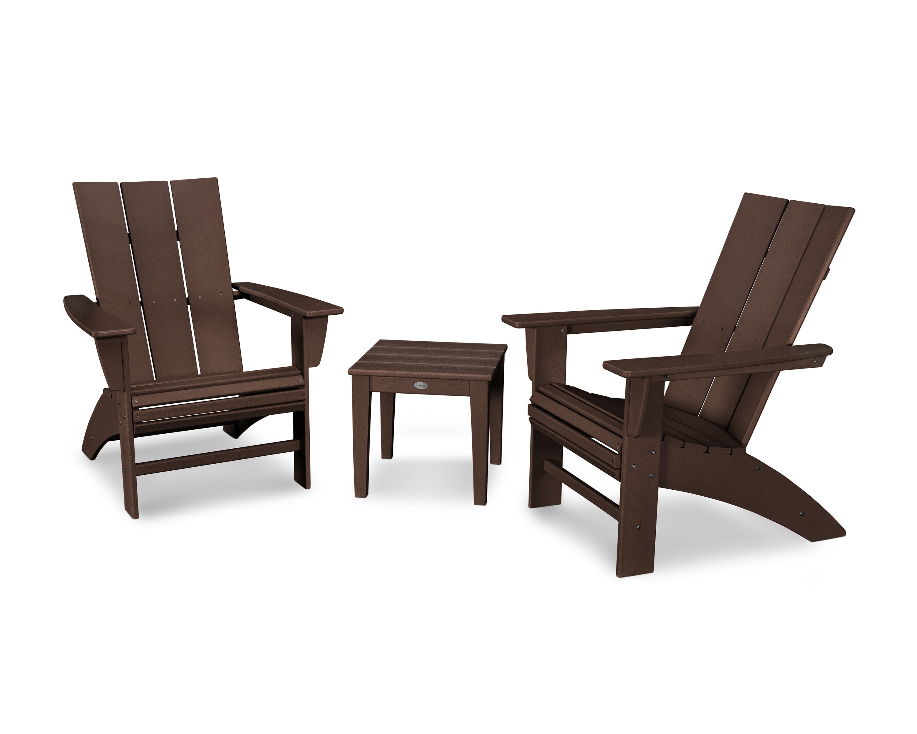 Modern 3-Piece Curveback Adirondack Set in Mahogany