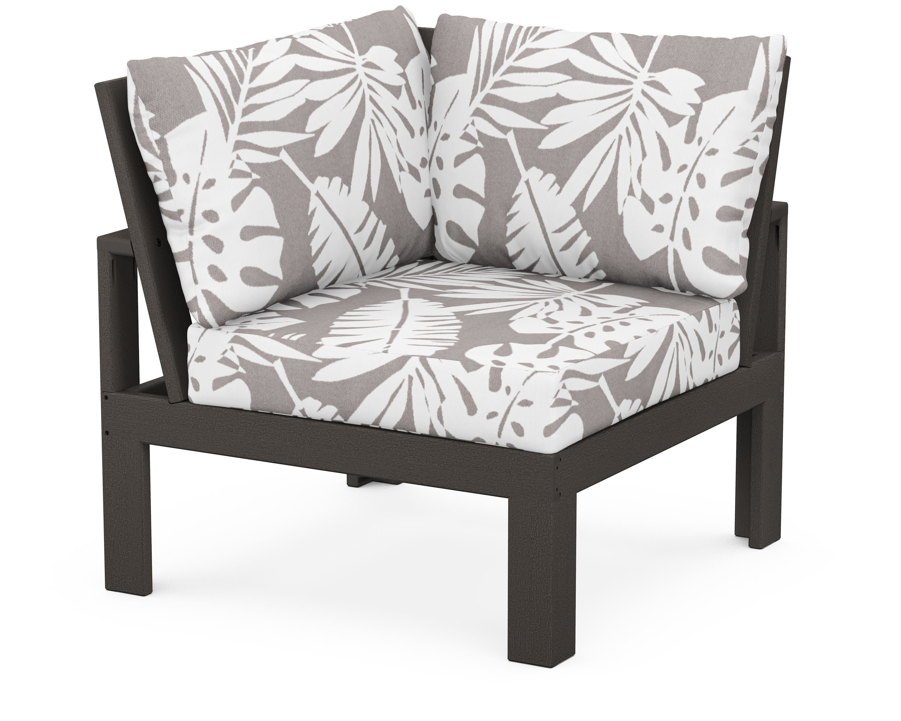 Modular Corner Chair in Vintage Coffee / Leaf Grey Mist