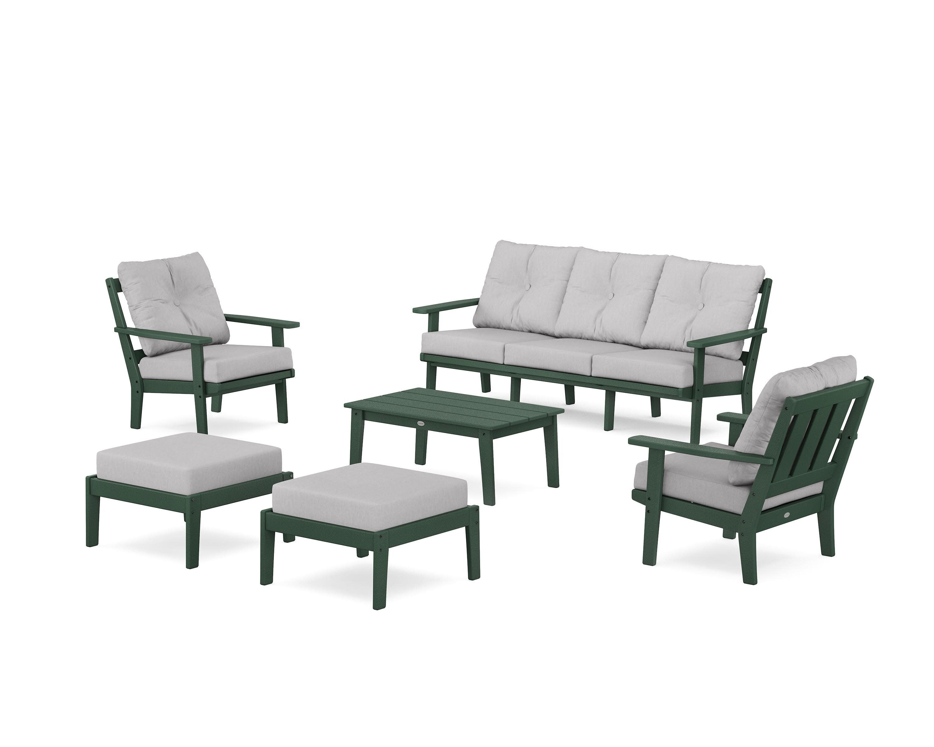 Oxford 6-Piece Lounge Sofa Set in Green / Granite