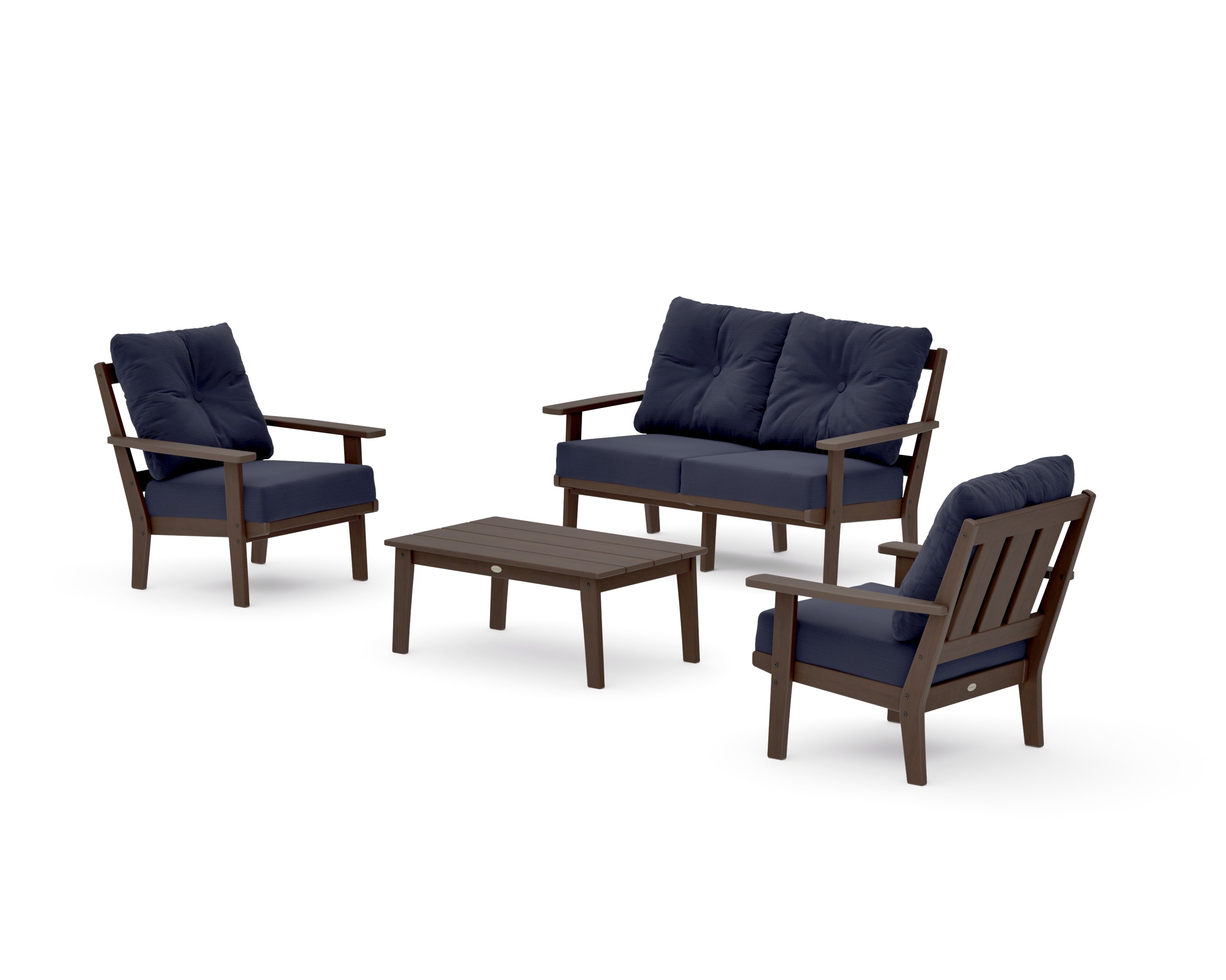 Oxford 4-Piece Deep Seating Set with Loveseat in Kona / Navy Linen