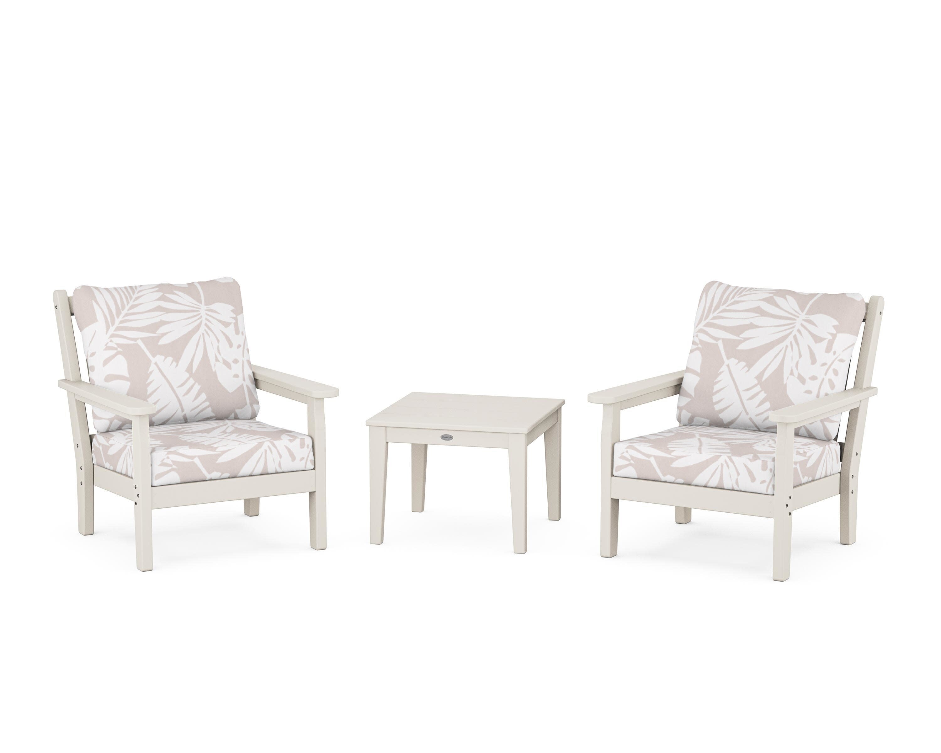 Chippendale 3-Piece Deep Seating Set in Sand / Leaf Dune Burlap