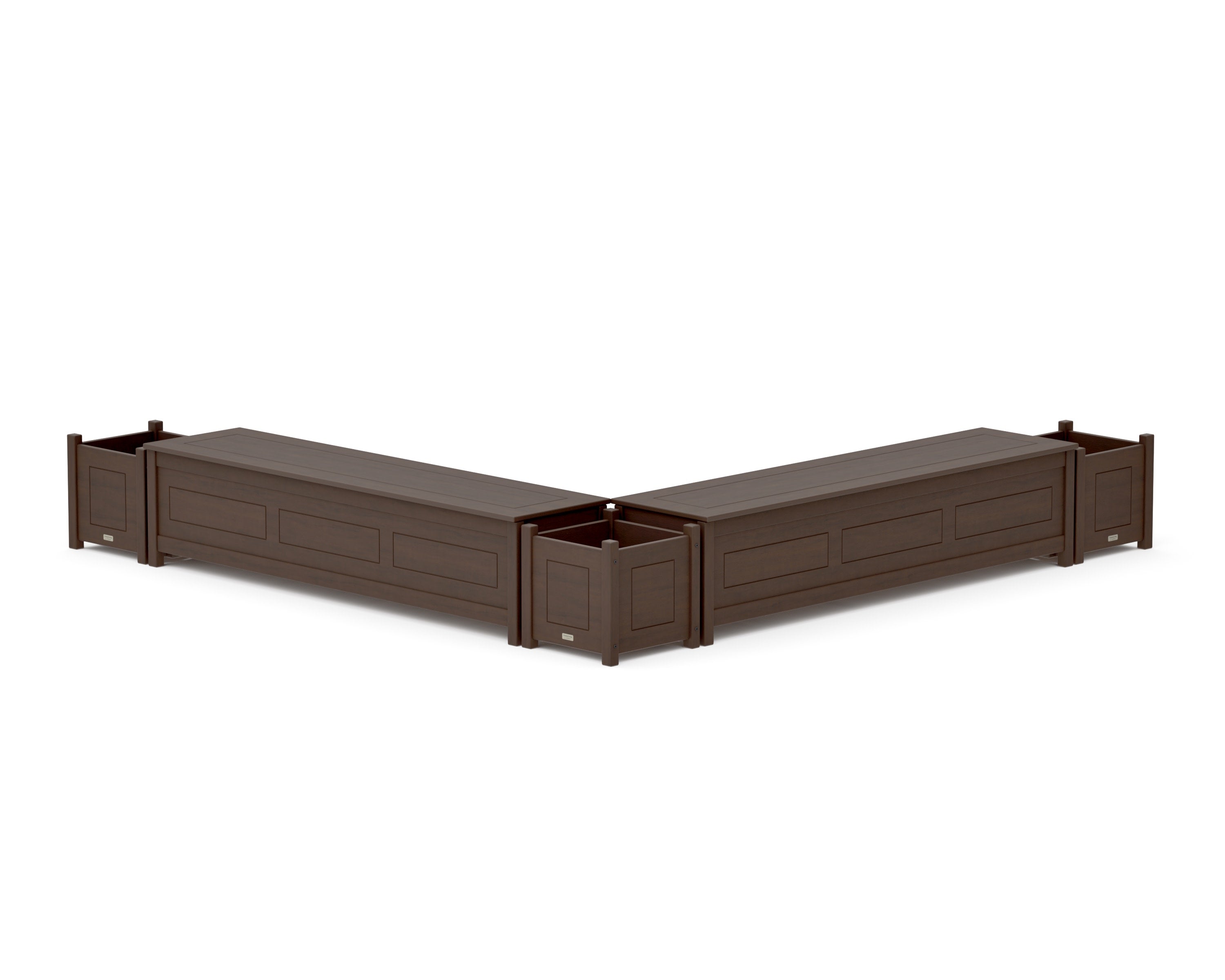 72" Country Living L- Shaped Planter Storage Bench Corner Set in Kona