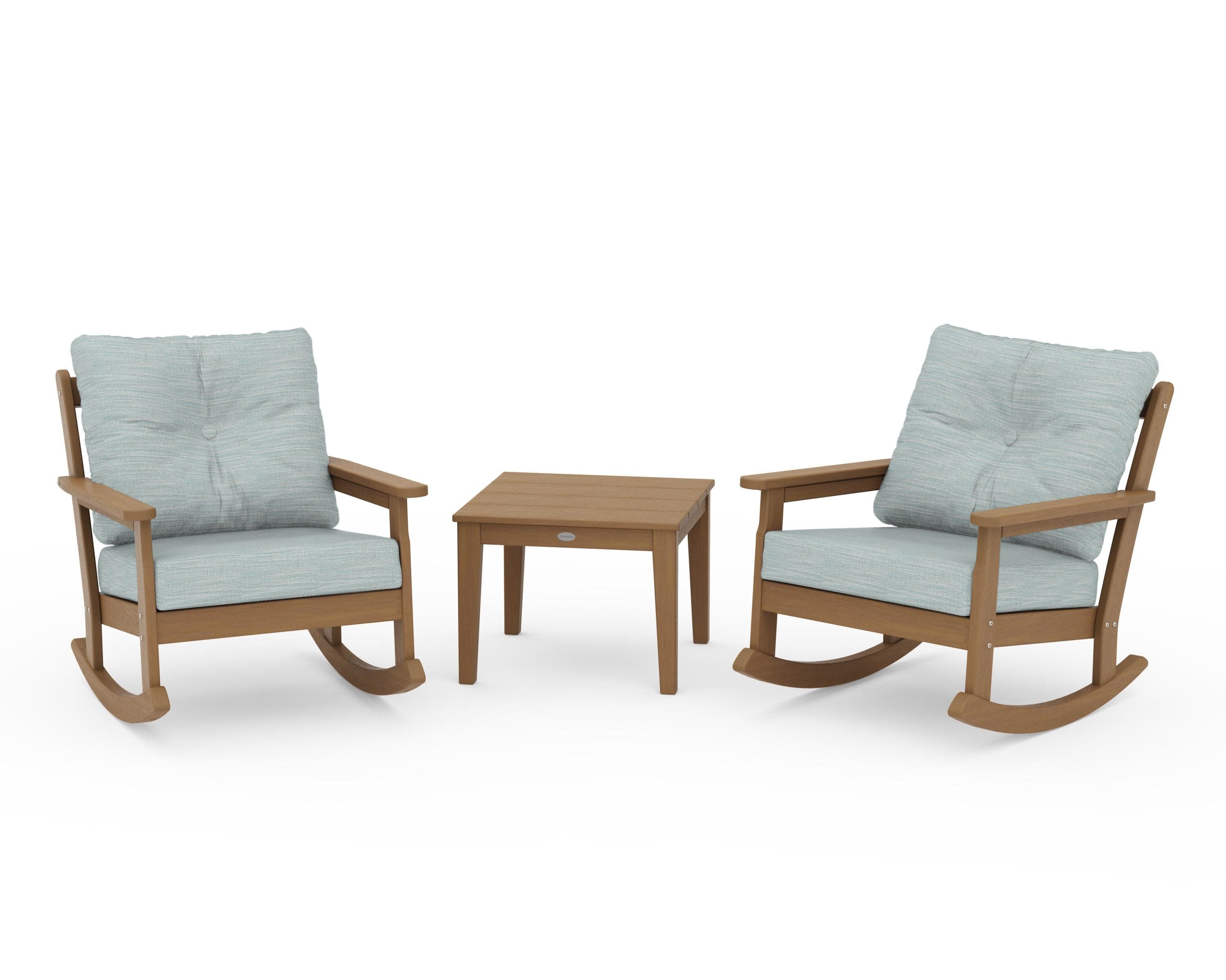 Vineyard 3-Piece Deep Seating Rocker Set in Natural / Soothe Mist