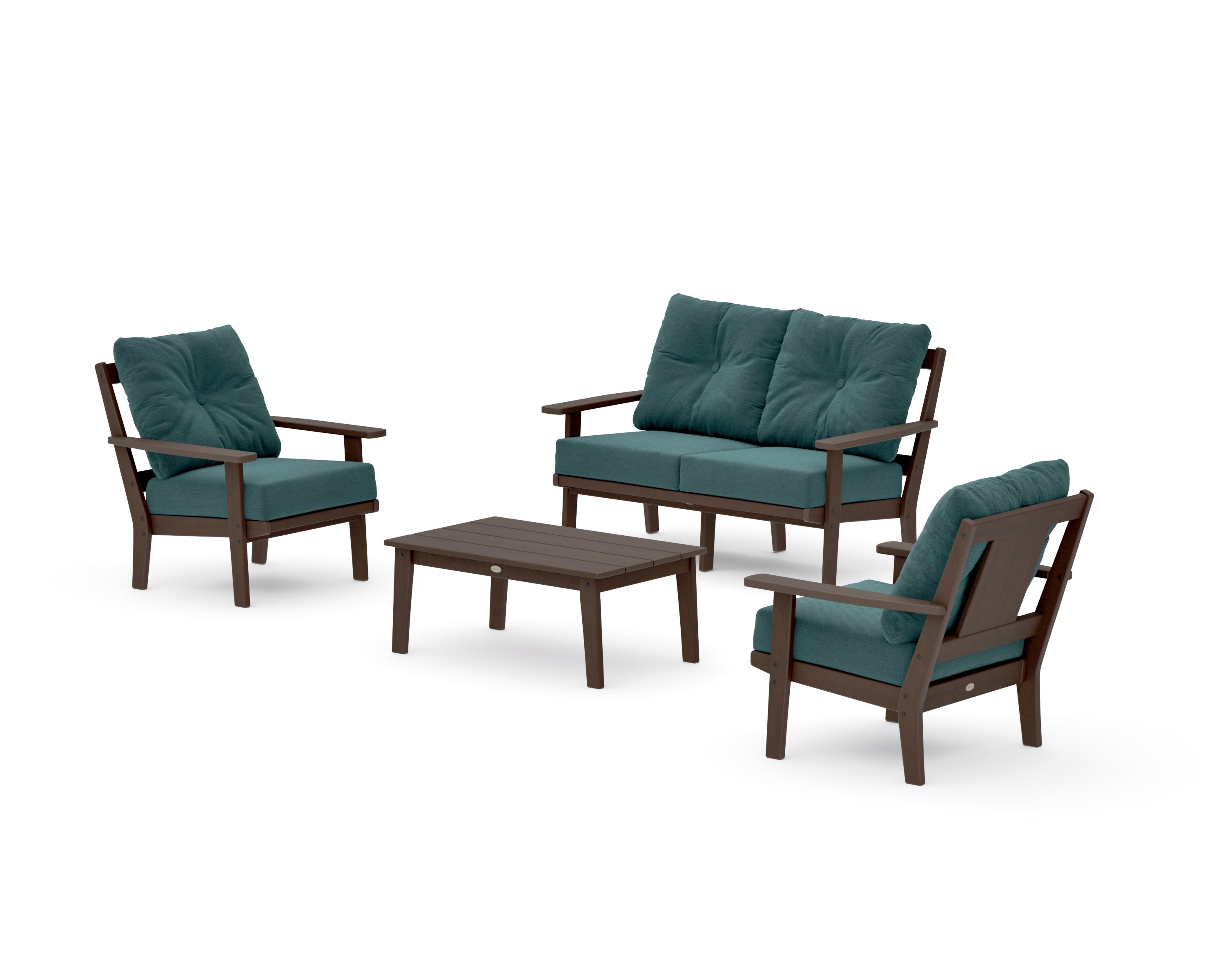 Prairie 4-Piece Deep Seating Set with Loveseat in Kona / Ocean Teal
