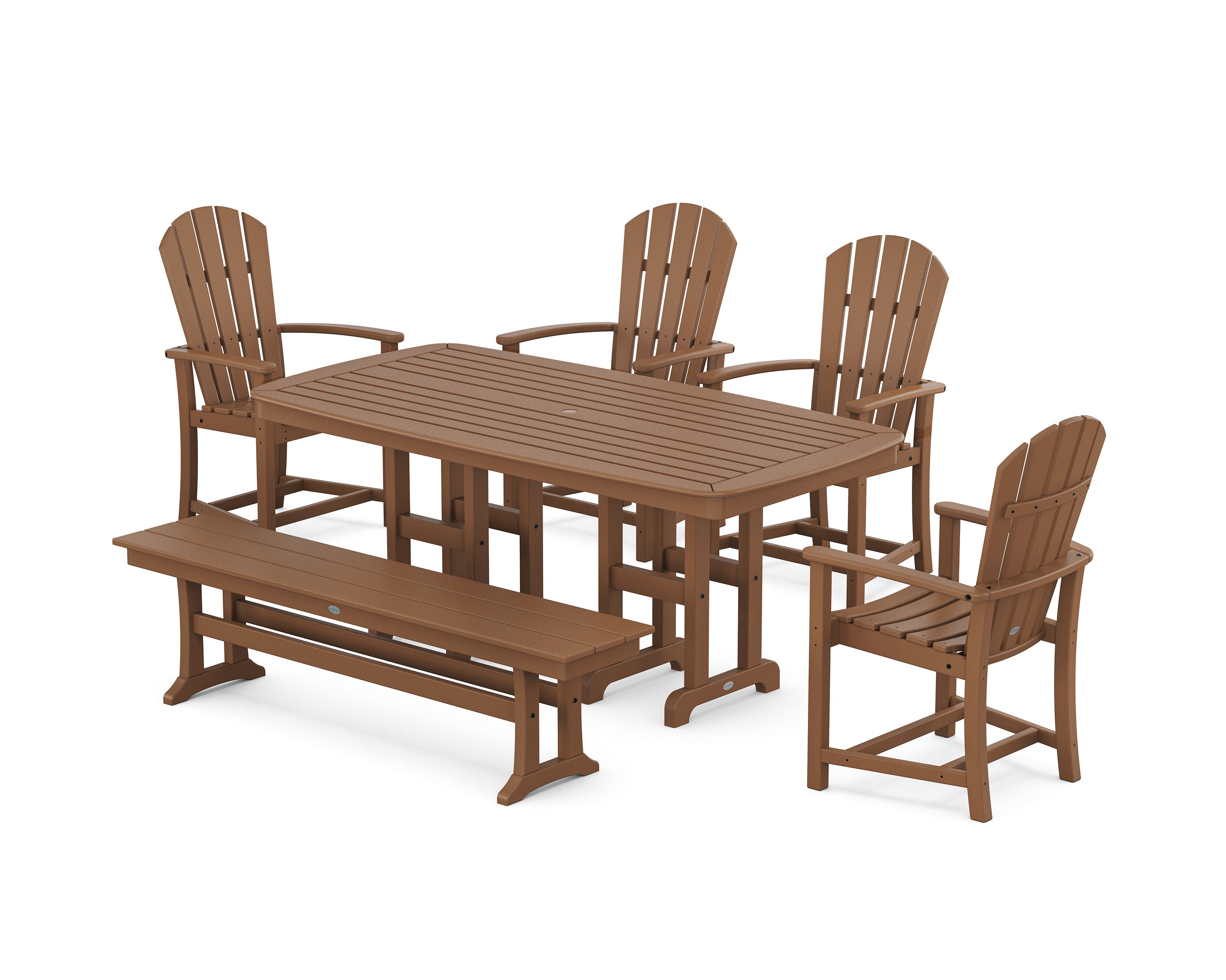Palm Coast 6-Piece Dining Set with Bench in Teak