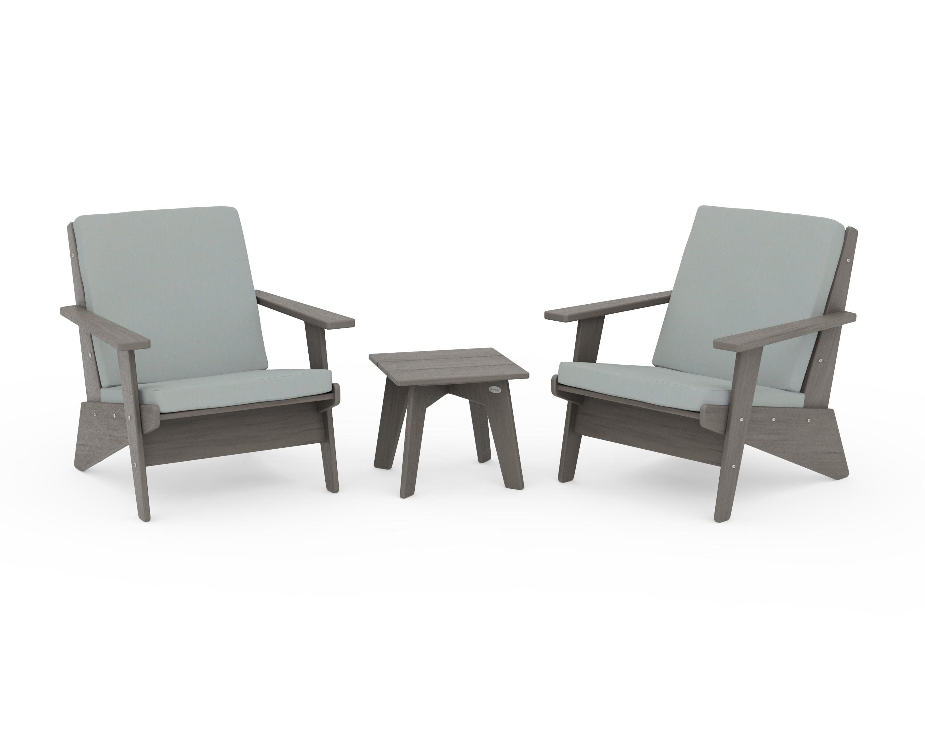 Riviera Modern Lounge 3-Piece Set in Driftwood / Spa