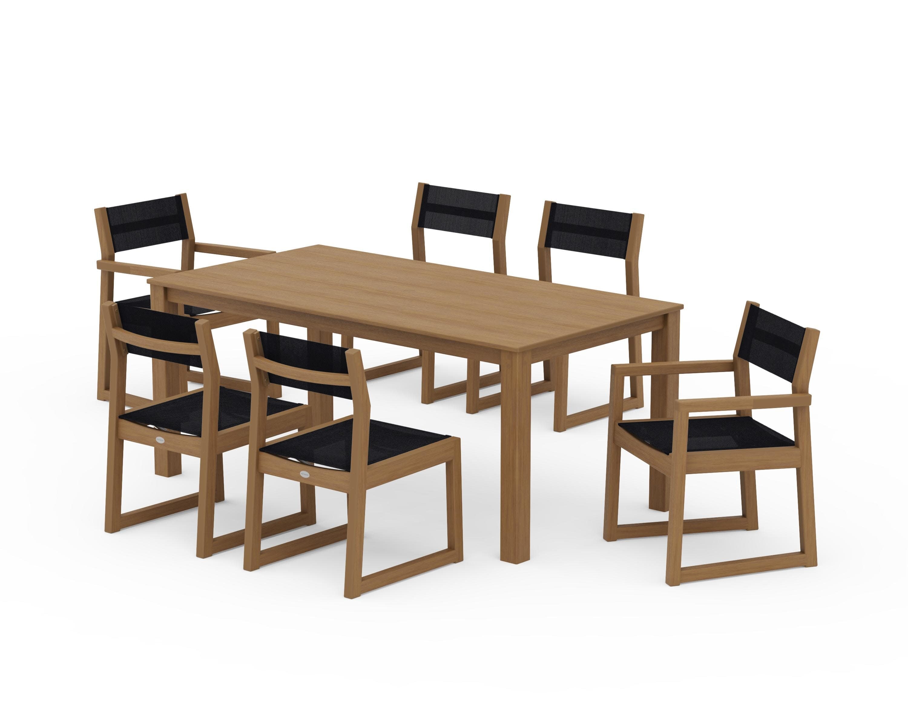 EDGE Sling 7-Piece Parsons Dining Set in Natural / Black Sling