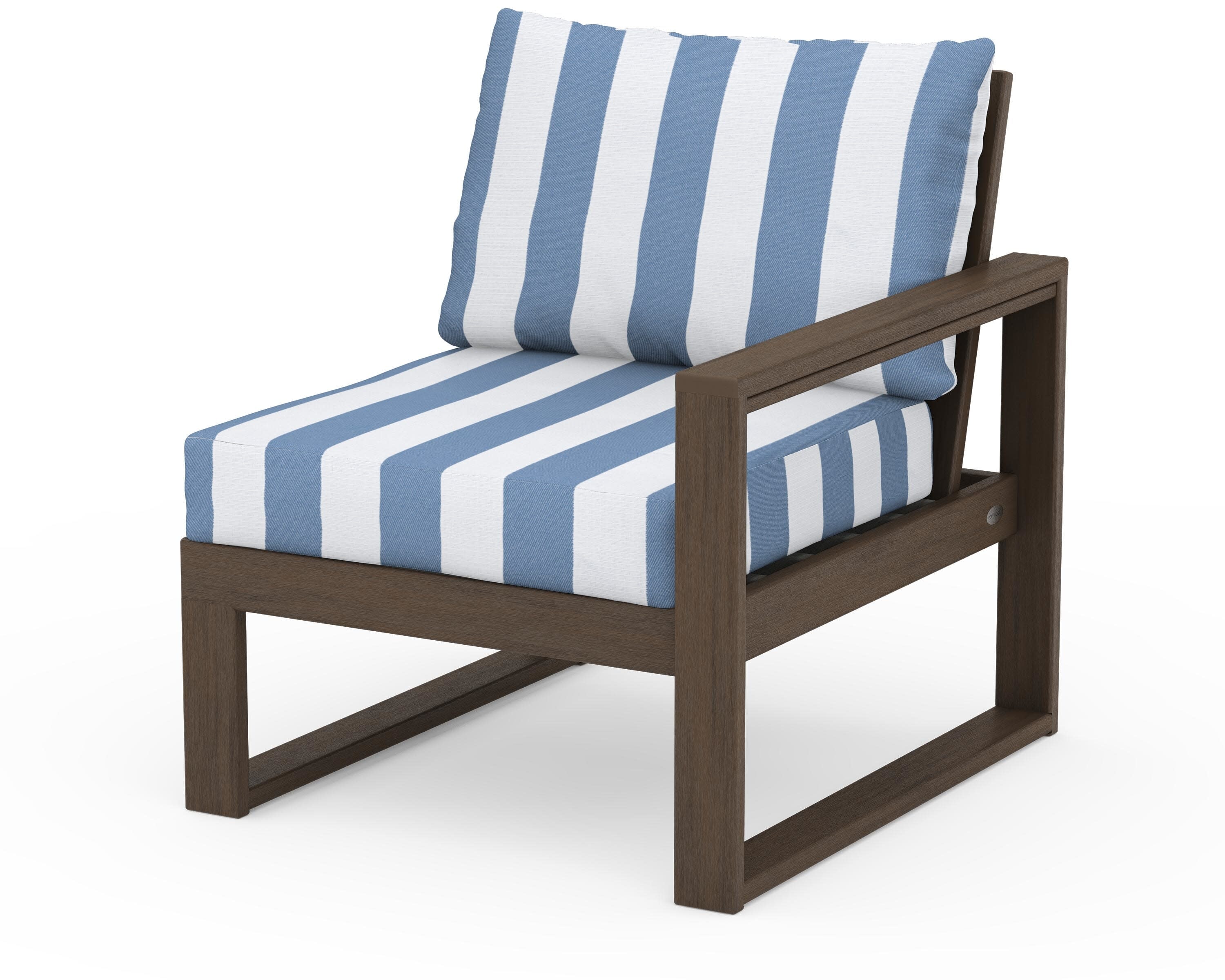 EDGE Modular Right Arm Chair in Kona / Cabana Stripe Sky Blue