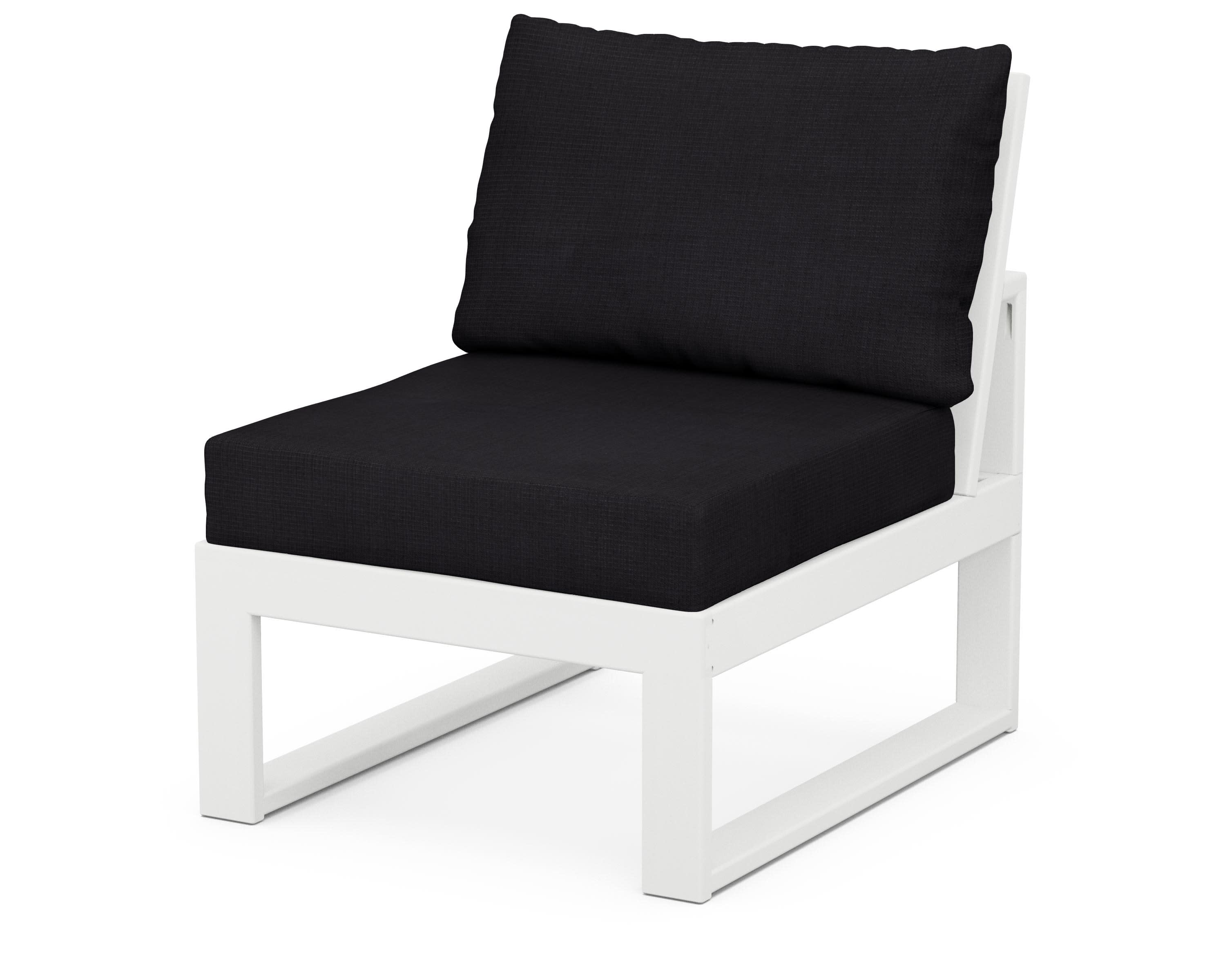 Modular Armless Chair in White / Midnight Linen