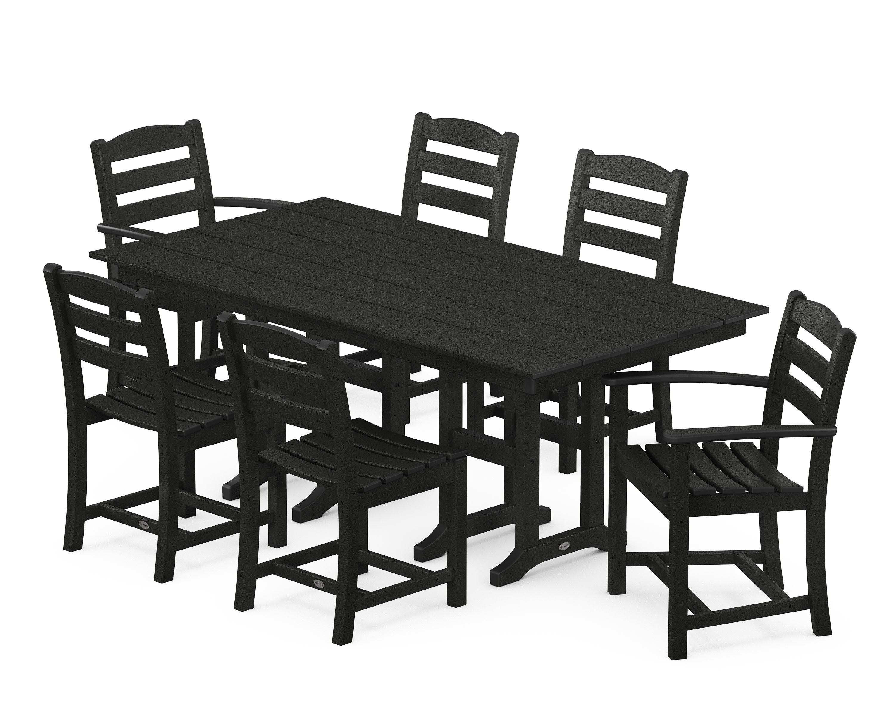 La Casa Caf 7-Piece Farmhouse Dining Set in Black