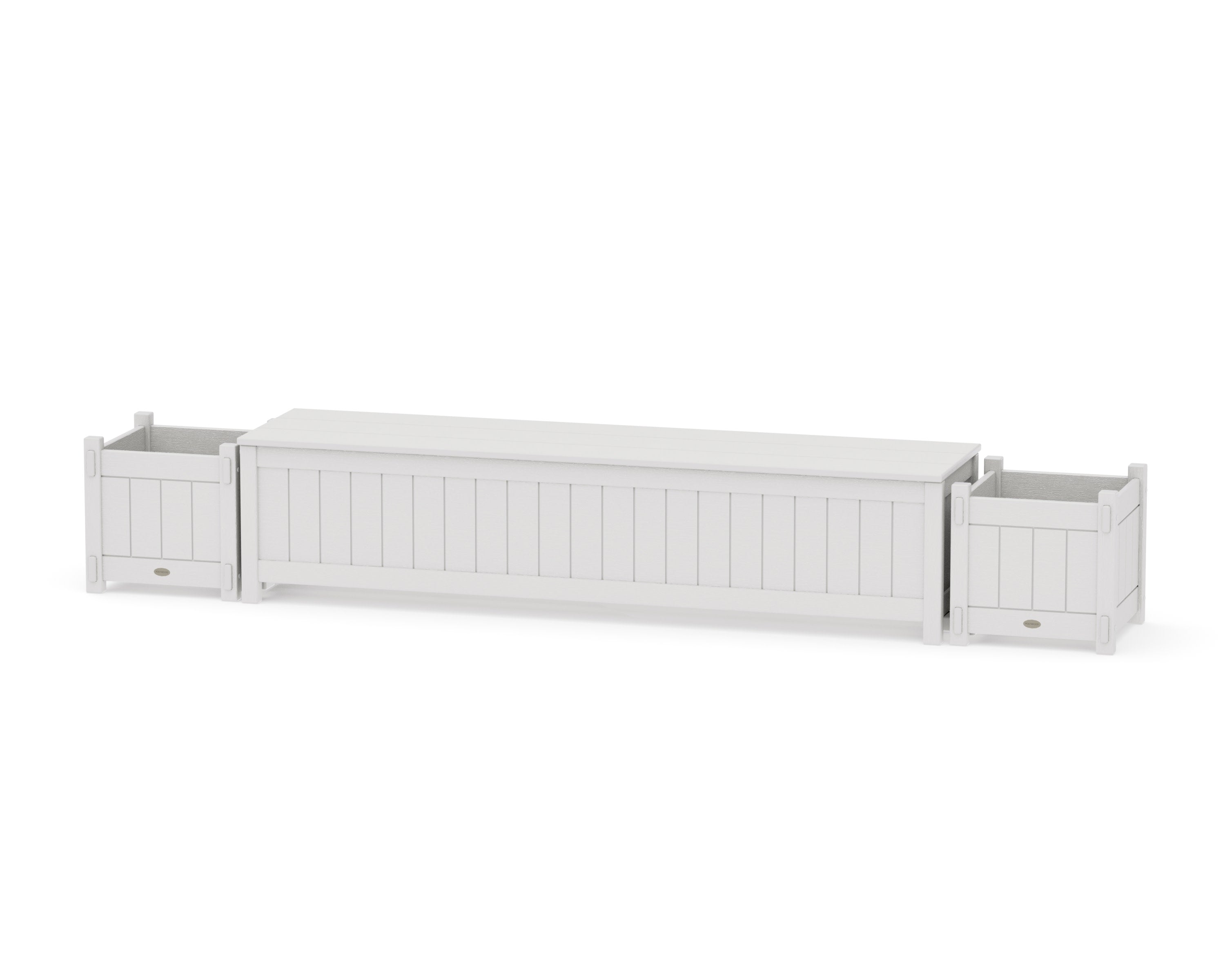 72" Vineyard Straight Planter Storage Bench Set in Vintage White