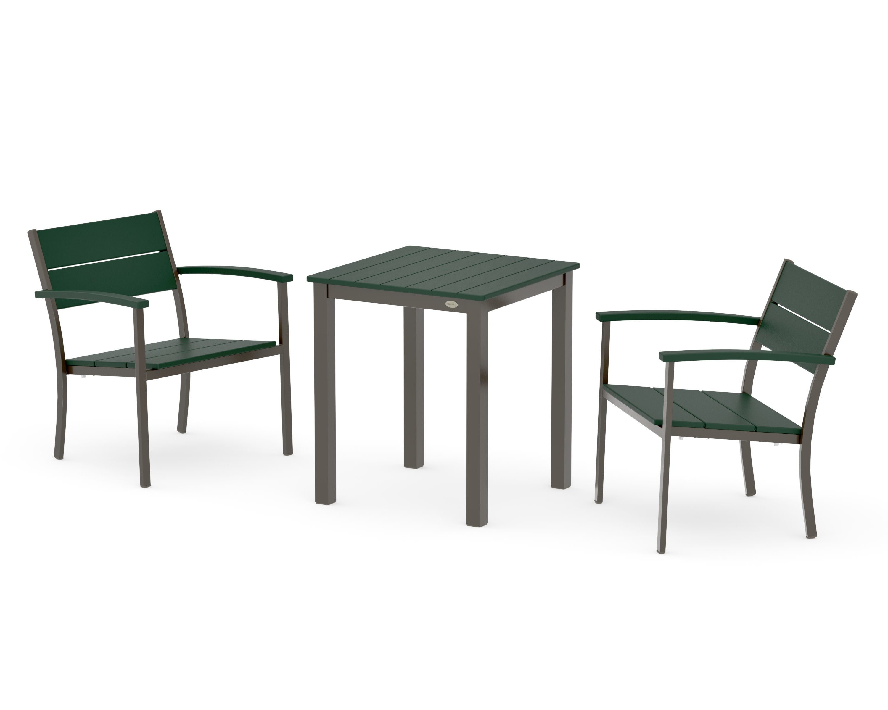 Main Street 3-Piece Square Dining Set in Bronze / Green