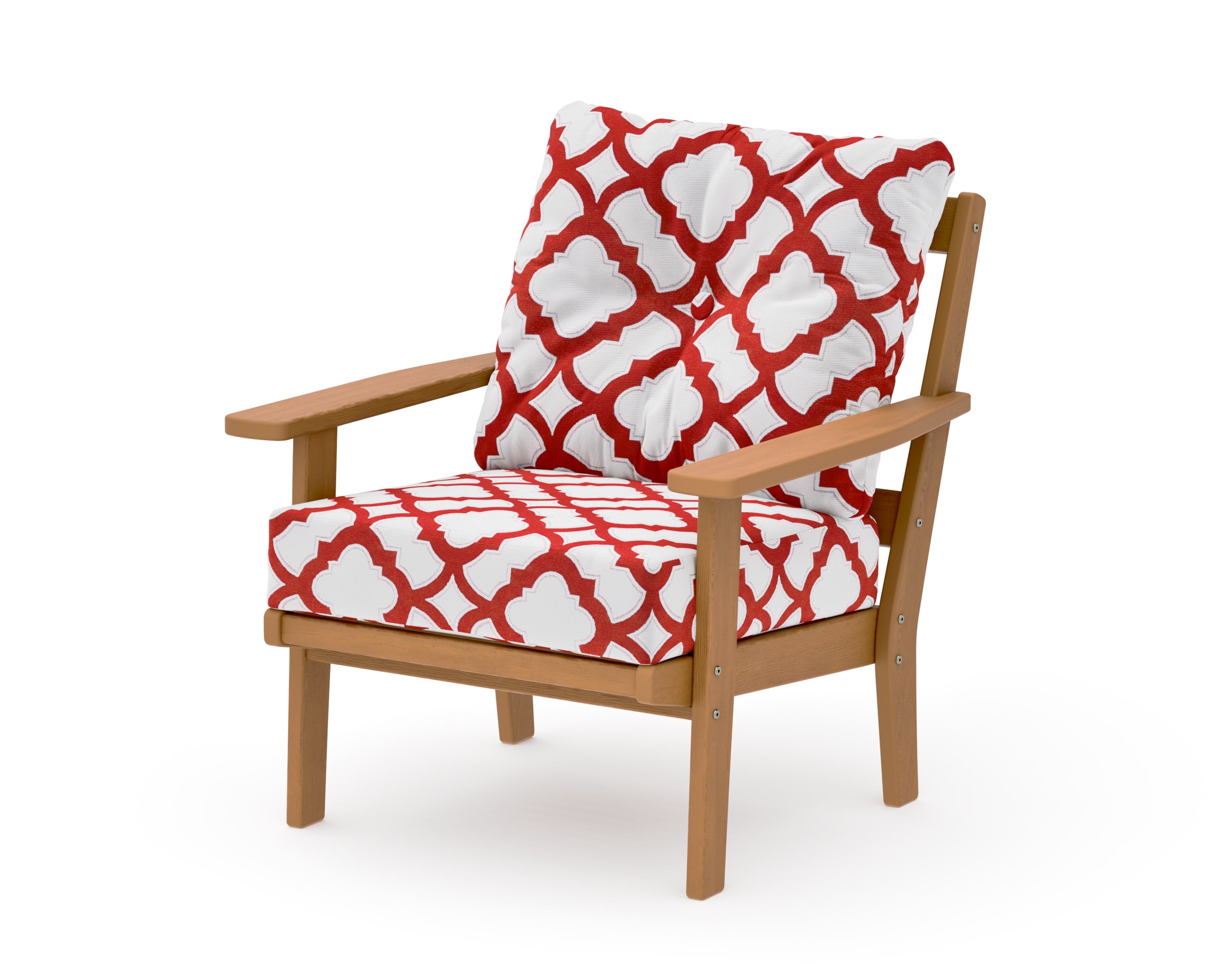 Prairie Deep Seating Chair in Natural / Trellis Crimson