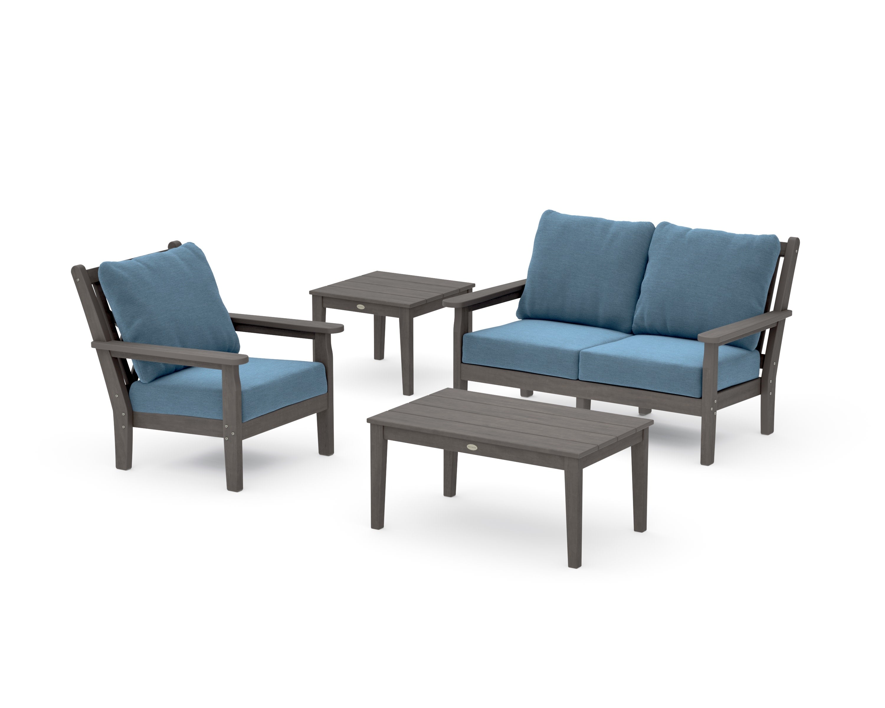 Chippendale 4-Piece Deep Seating Set in Driftwood / Sky Blue