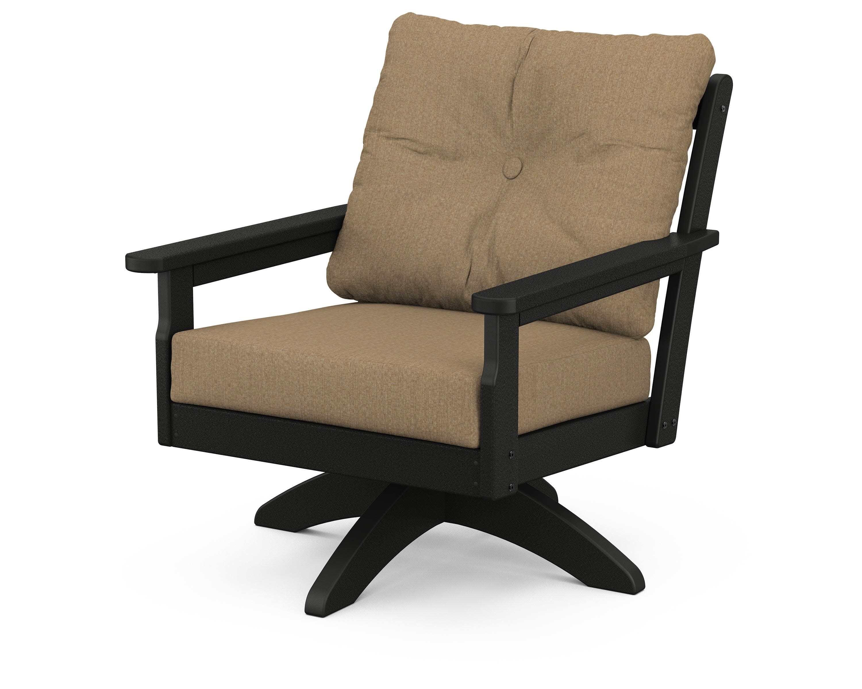 Vineyard Deep Seating Swivel Chair in Black / Sesame