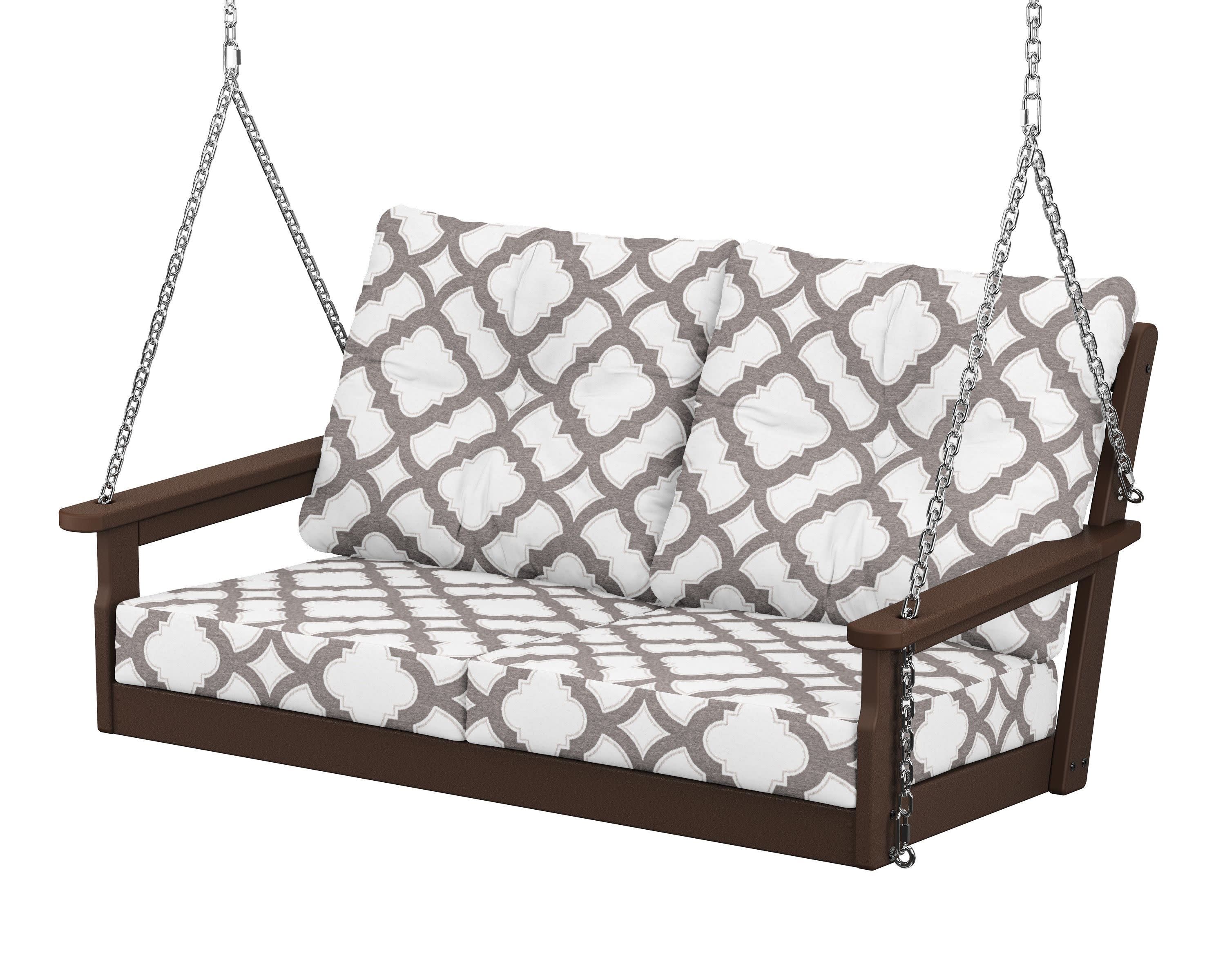 Vineyard Deep Seating Swing in Mahogany / Trellis Grey Mist